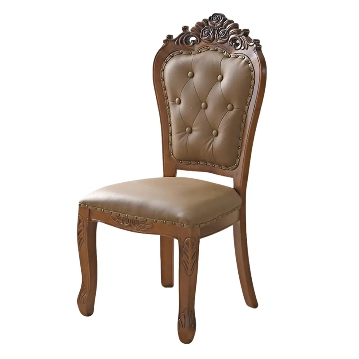 European Style Vintage Wooden Upholstered Dining Chair Image - 6