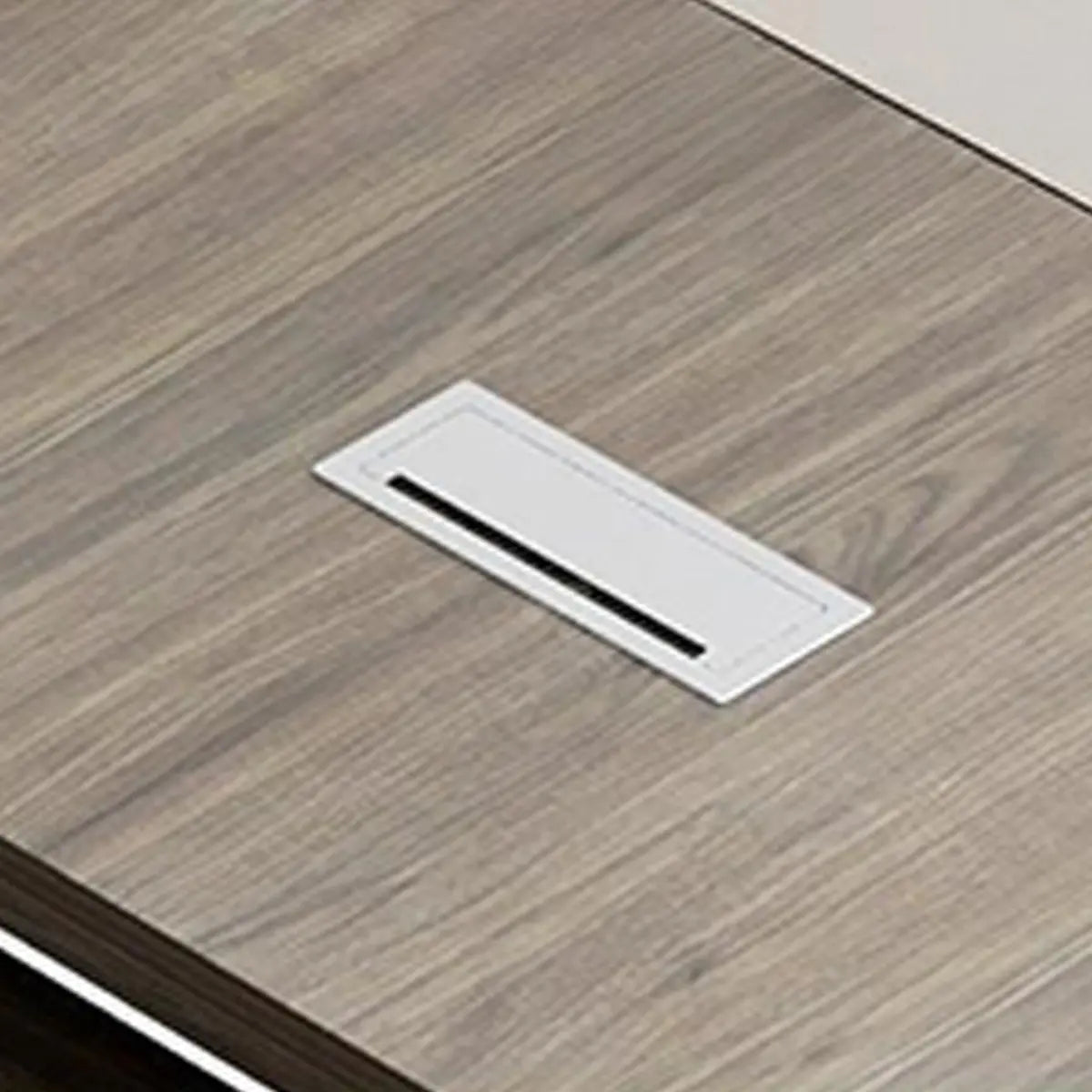 Executive Beige Brown Drawers L-Shape Long Office Desk Image - 7