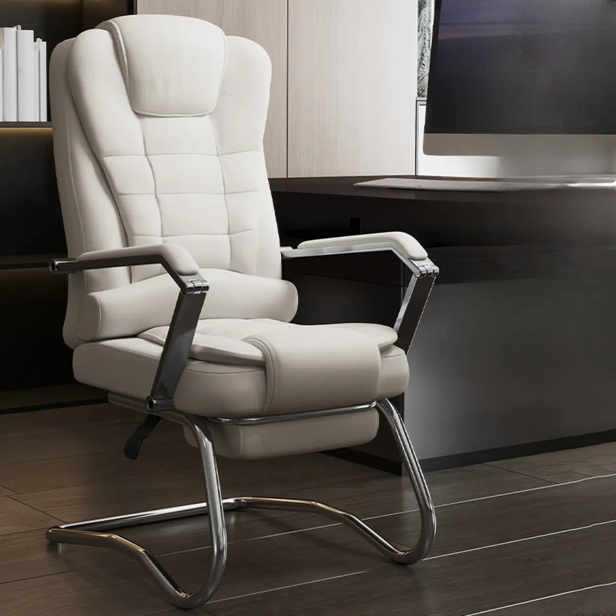 Executive Leather High-Back Lumbar Headrest Office Chair Image - 15