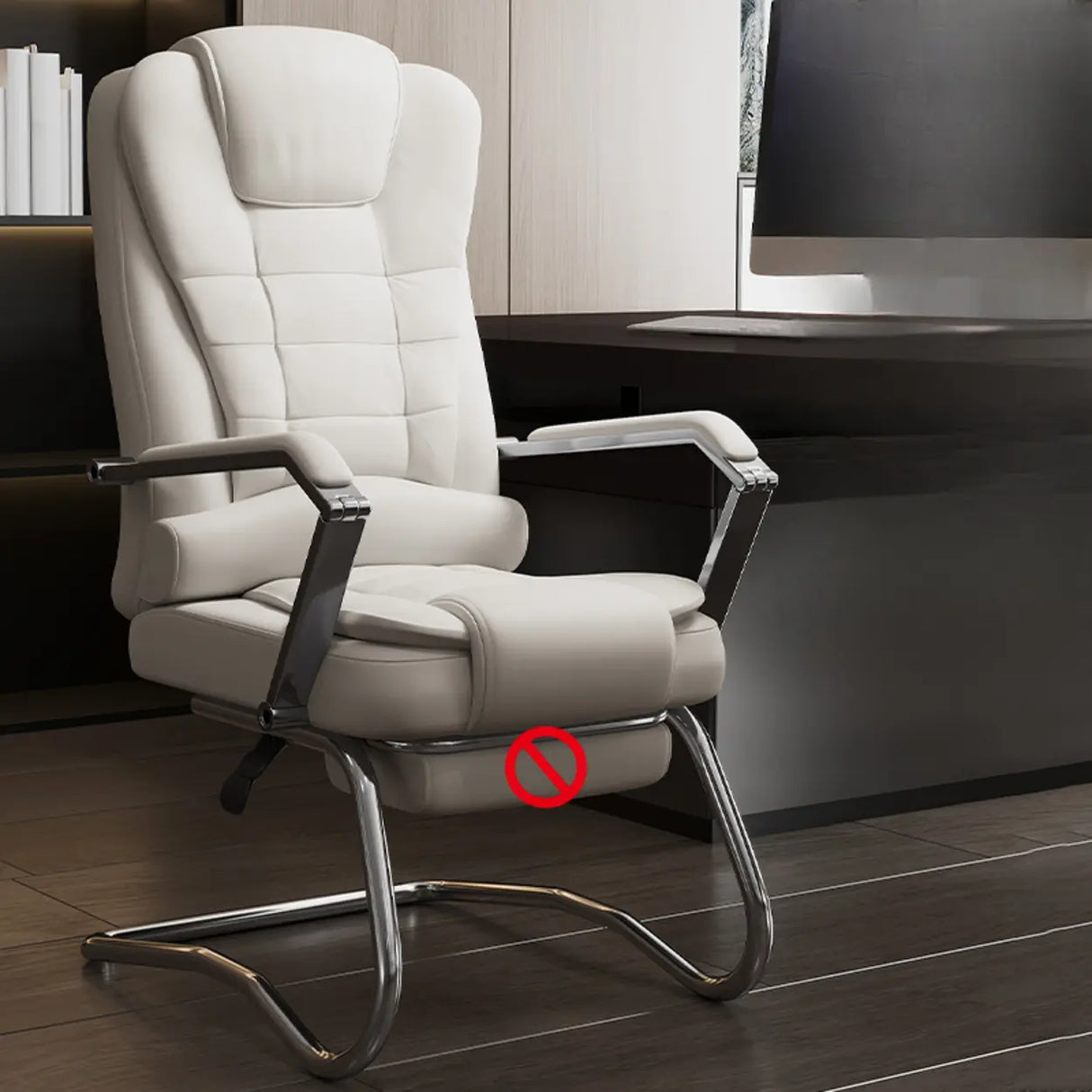 Executive Leather High-Back Lumbar Headrest Office Chair Image - 2