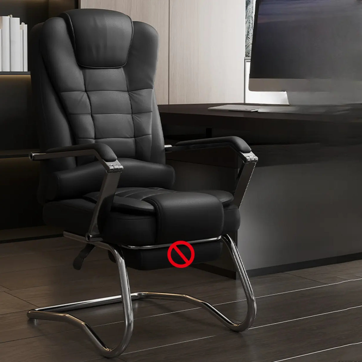 Executive Leather High-Back Lumbar Headrest Office Chair Image - 6