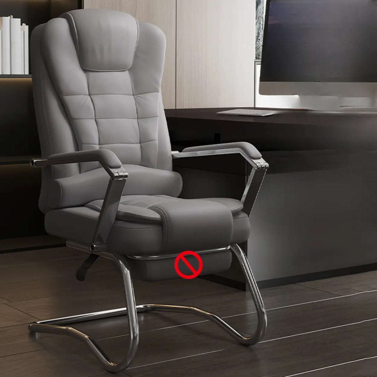 Executive Leather High-Back Lumbar Headrest Office Chair Image - 8