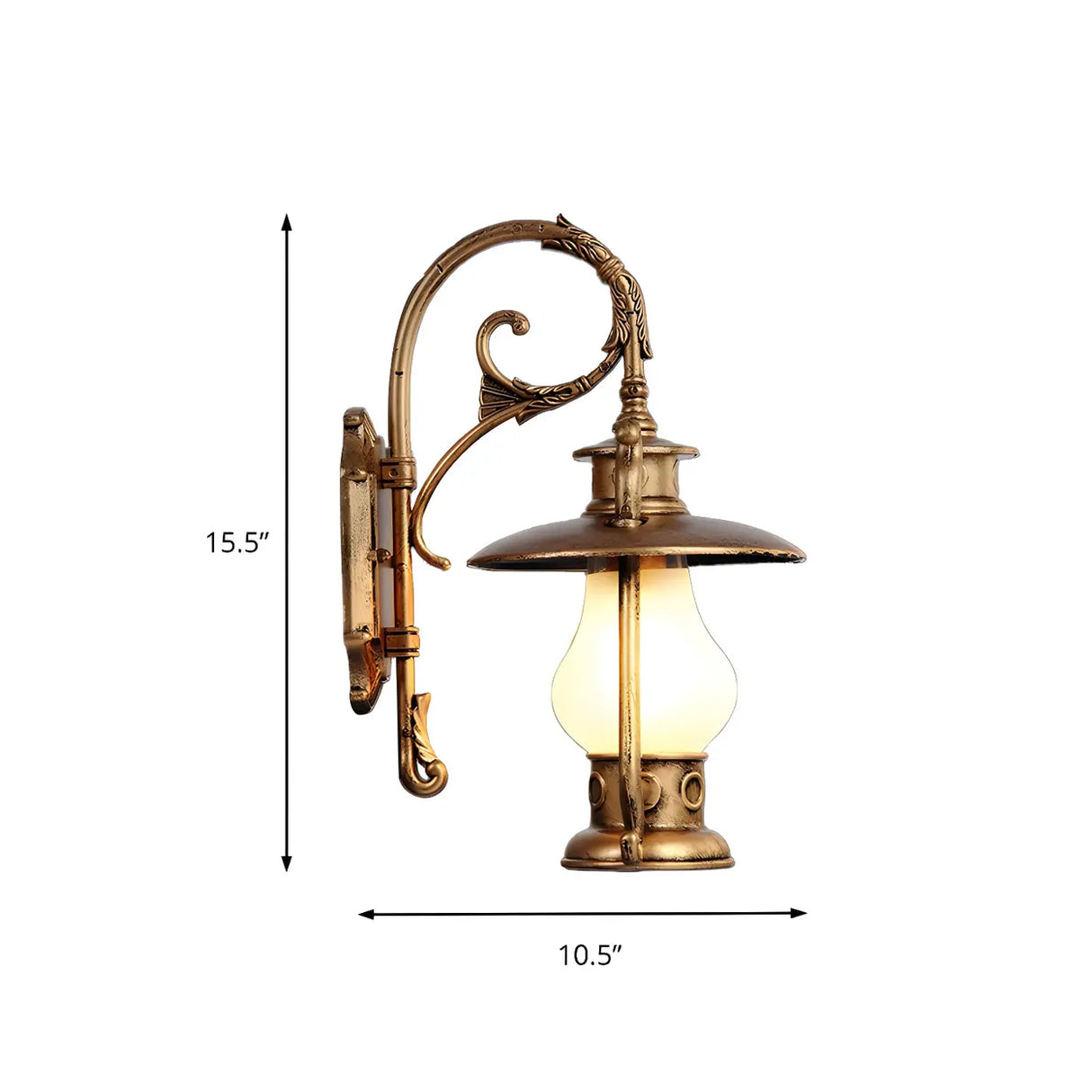 Exquisite Brass Lantern Glass Exterior LED Wall Sconce Image - 5