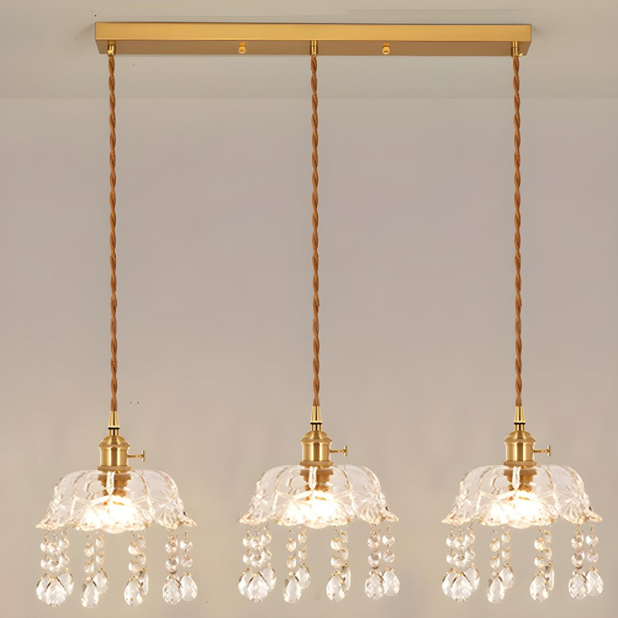 Exquisite Clear Crystal Kitchen Island Pendant Light Image - 11