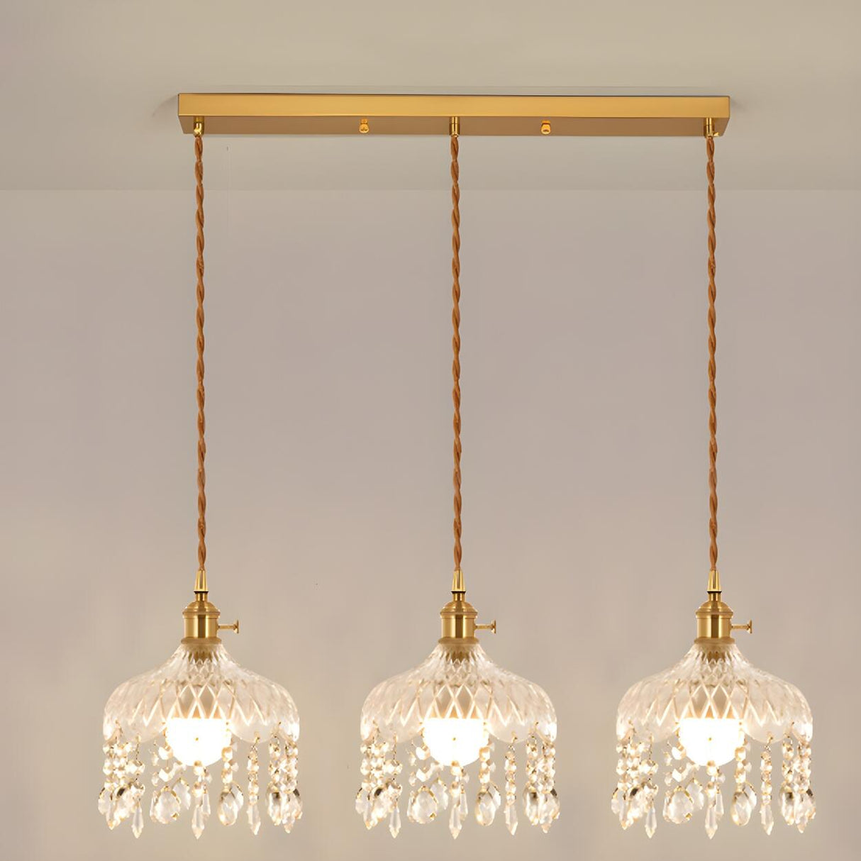 Exquisite Clear Crystal Kitchen Island Pendant Light Image - 3