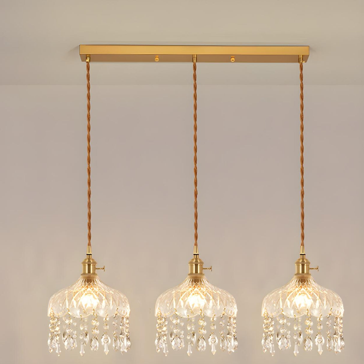 Exquisite Clear Crystal Kitchen Island Pendant Light Image - 7