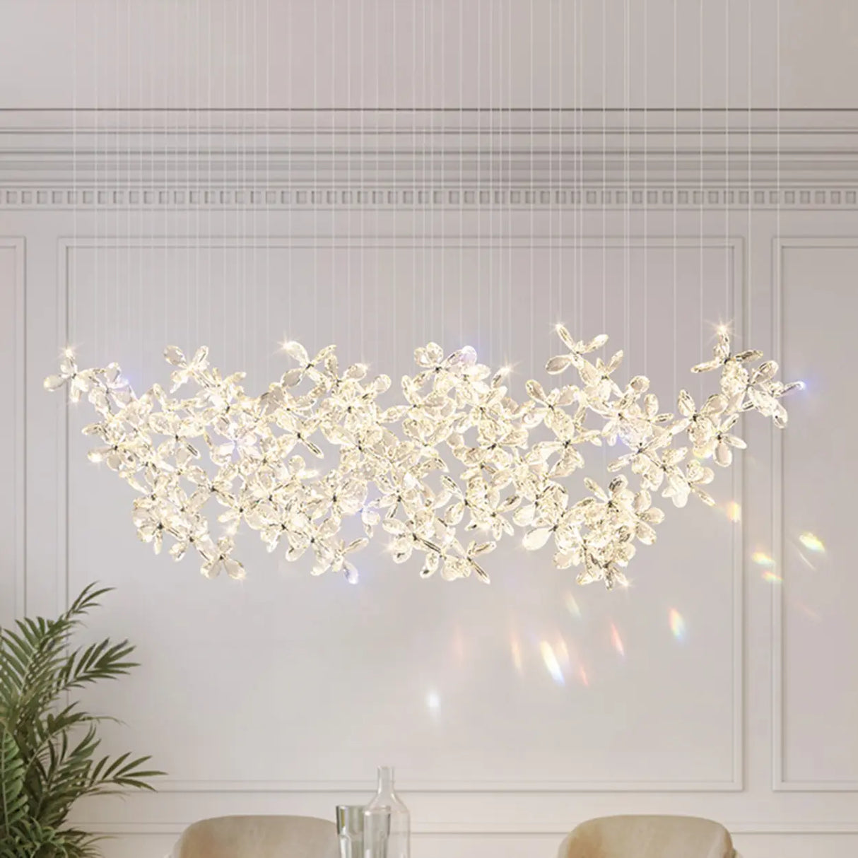 Exquisite Crystal Floral Island Chandelier Light Image - 3