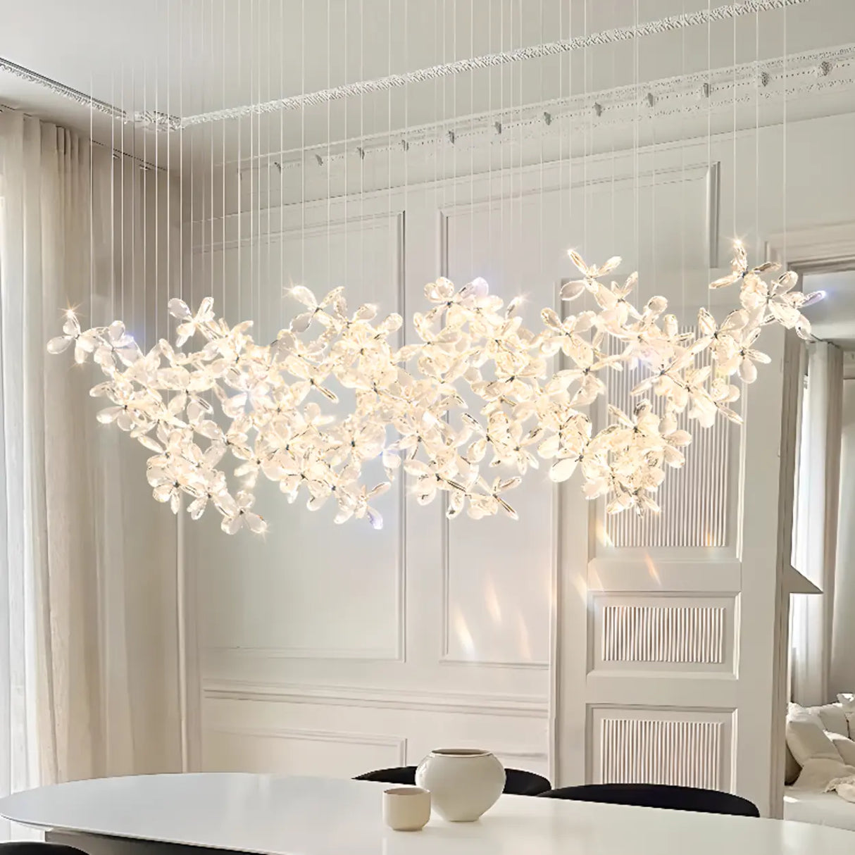 Exquisite Crystal Floral Island Chandelier Light Image - 4