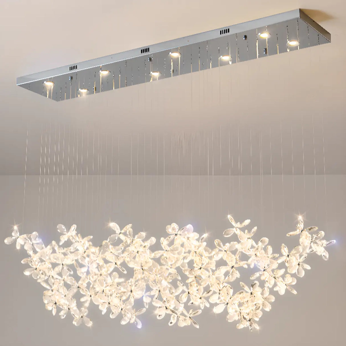 Exquisite Crystal Floral Island Chandelier Light Image - 5