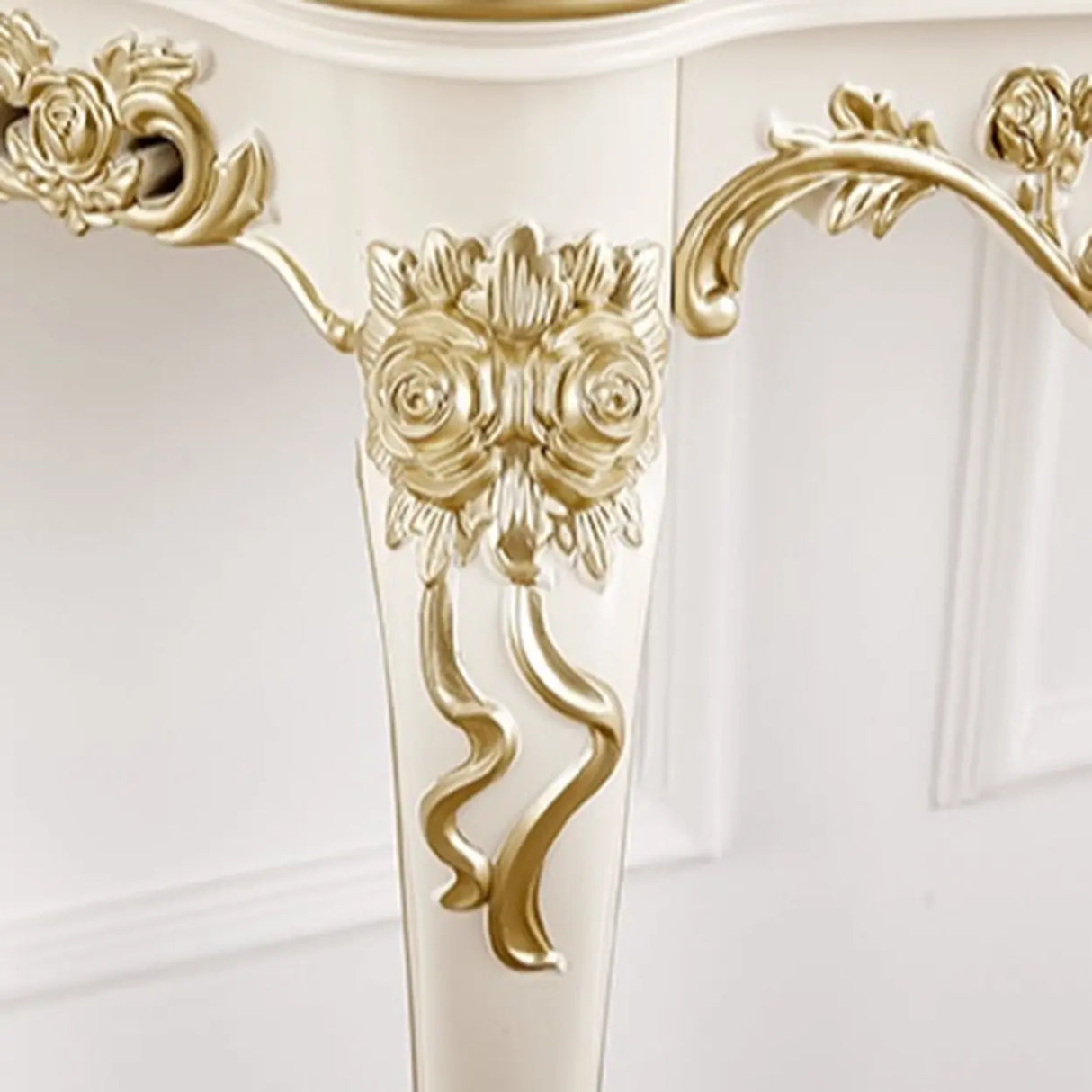 Exquisite Curved Legs Half-circle Wood White Console Table Image - 10