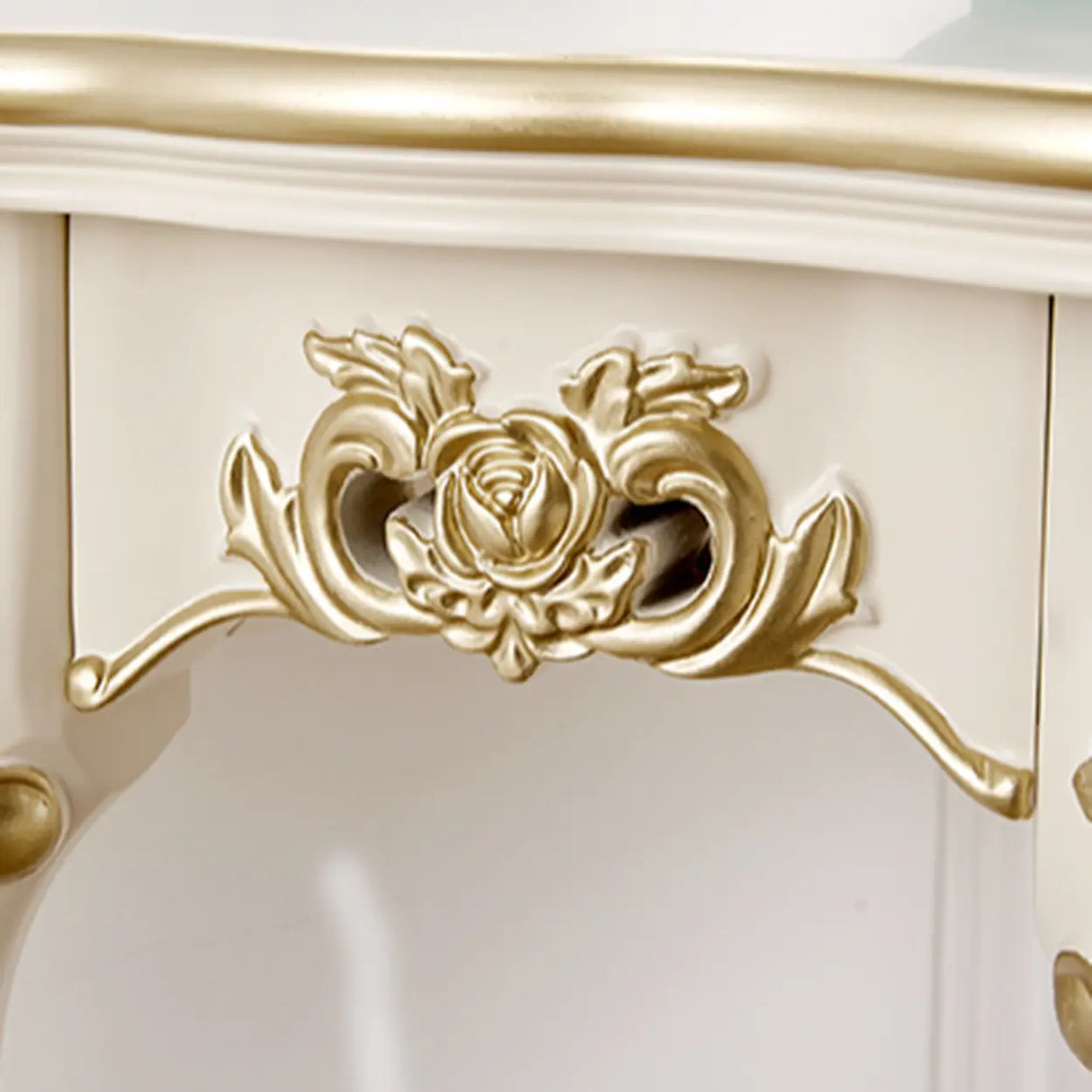 Exquisite Curved Legs Half-circle Wood White Console Table Image - 12