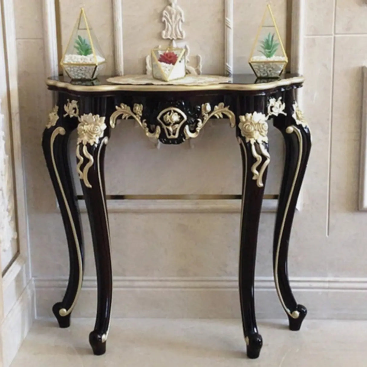 Exquisite Curved Legs Half-circle Wood White Console Table Image - 14