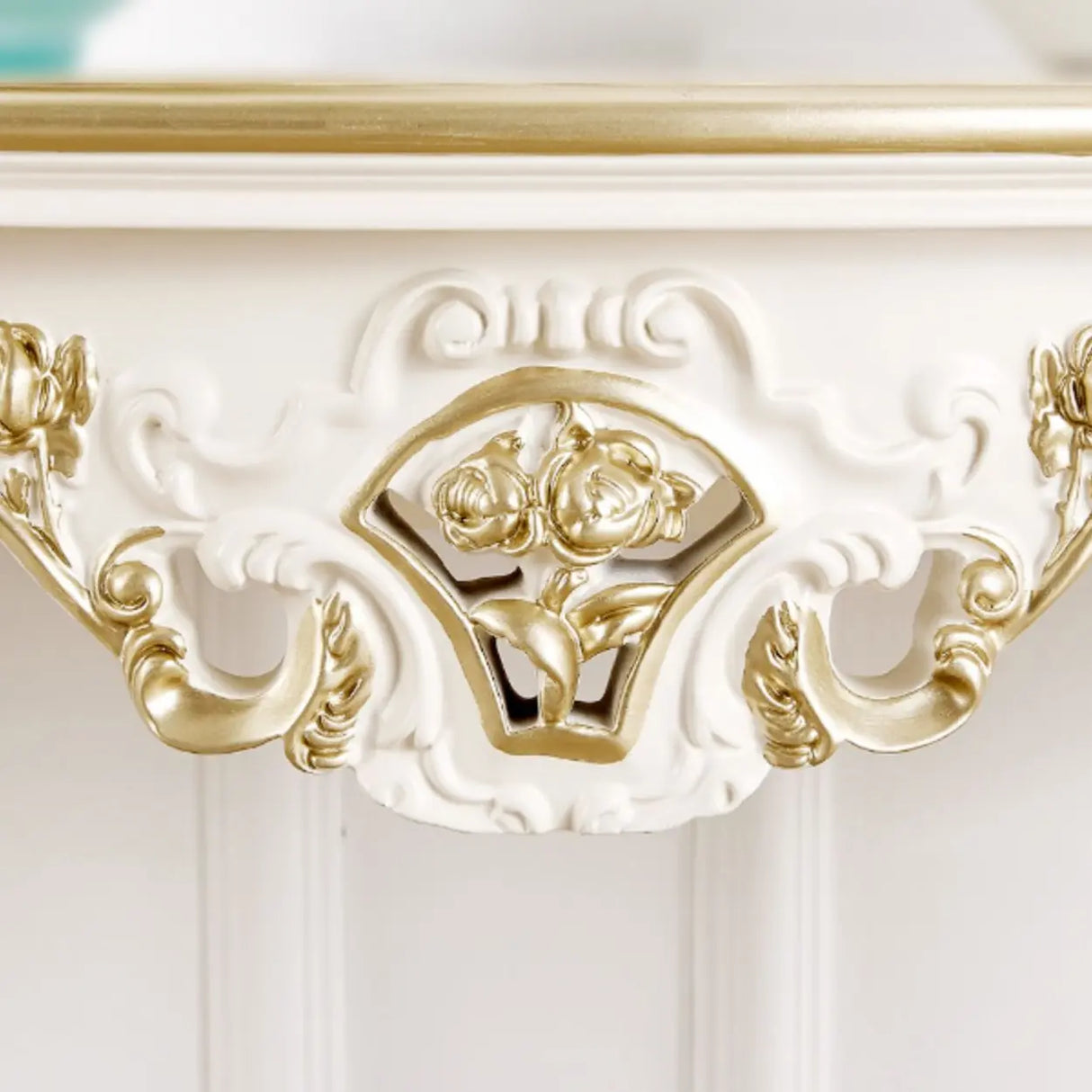 Exquisite Curved Legs Half-circle Wood White Console Table Image - 8