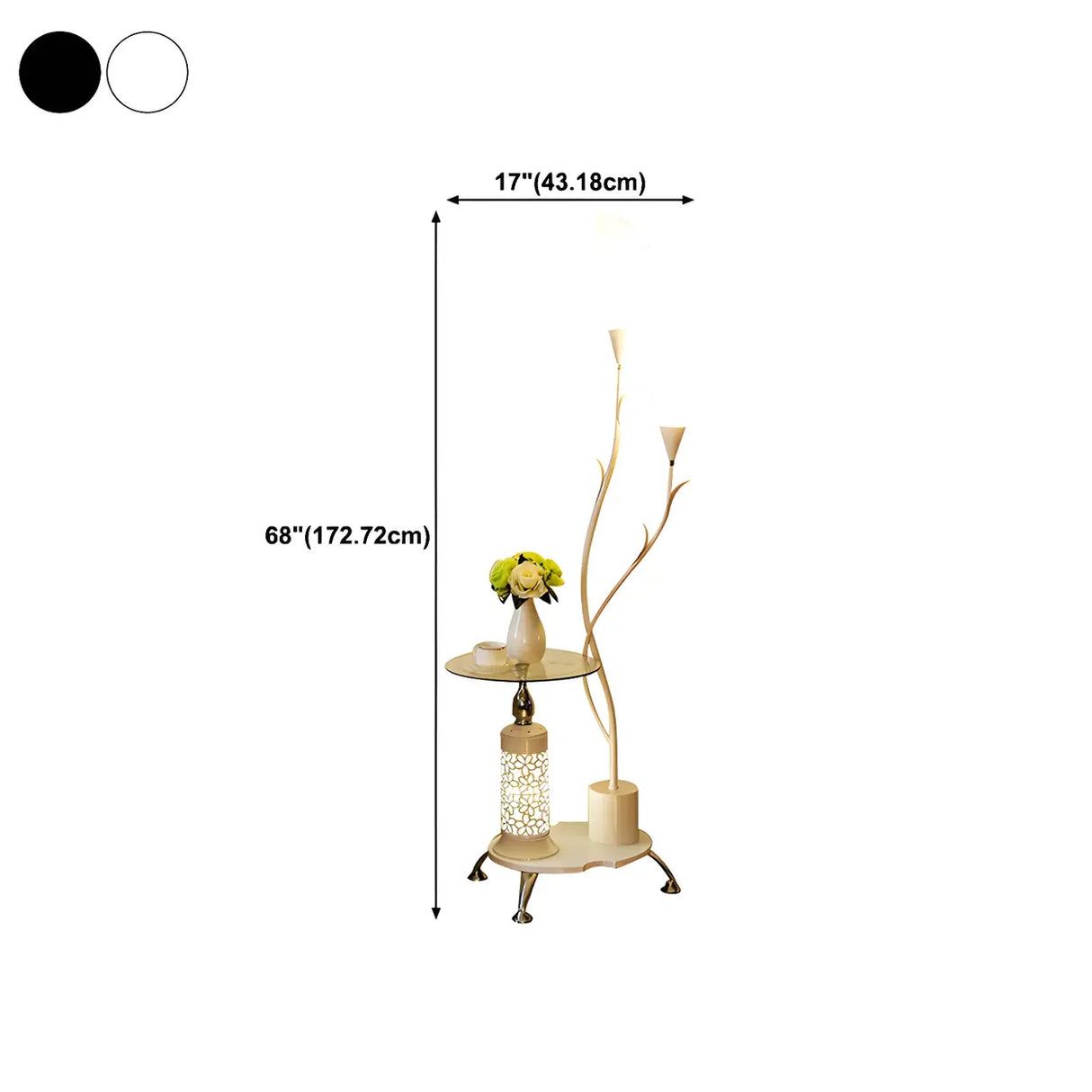 Exquisite Dome and Curved Metal Floor Lamp with Shelf