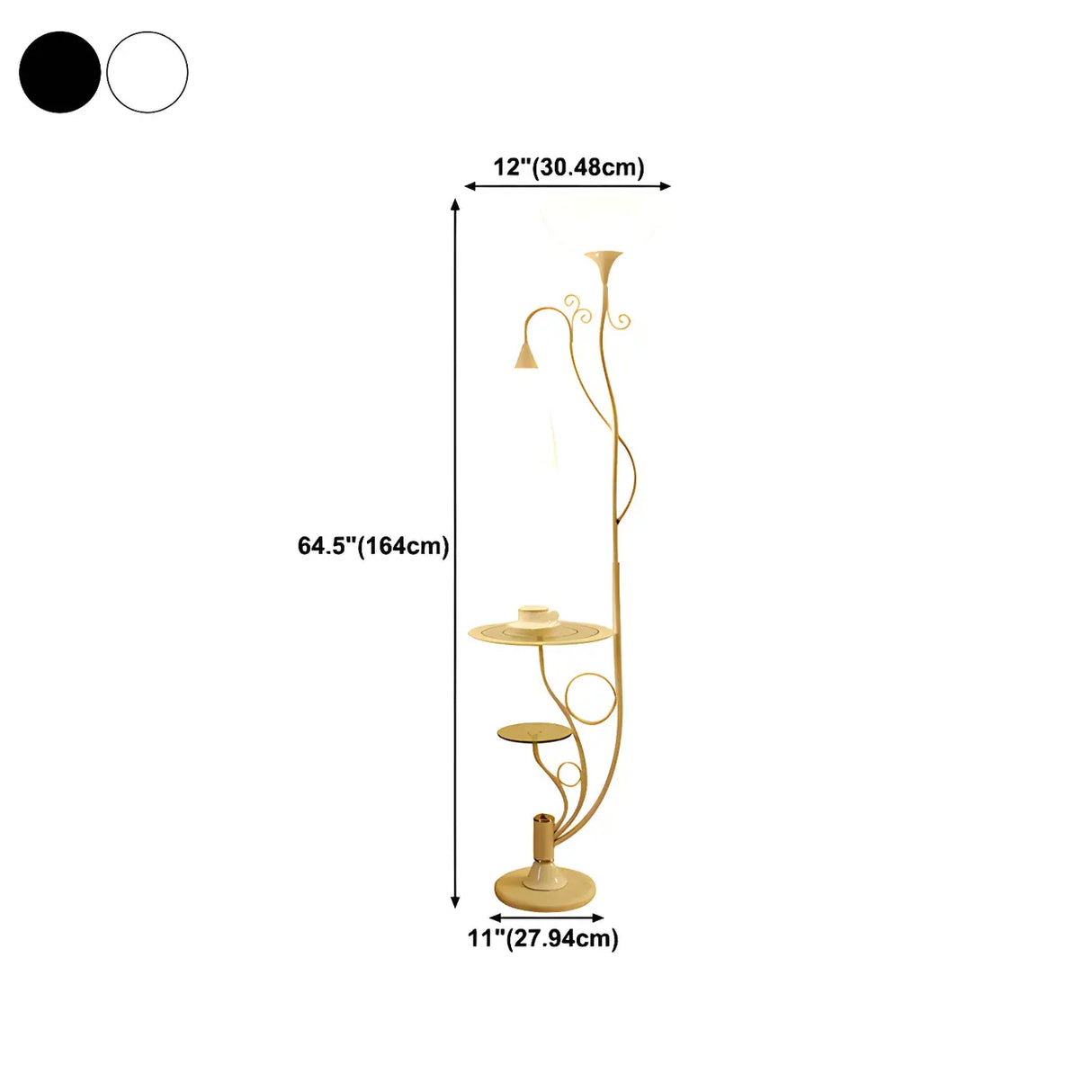 Exquisite Dome and Curved Metal Floor Lamp with Shelf Image - 23