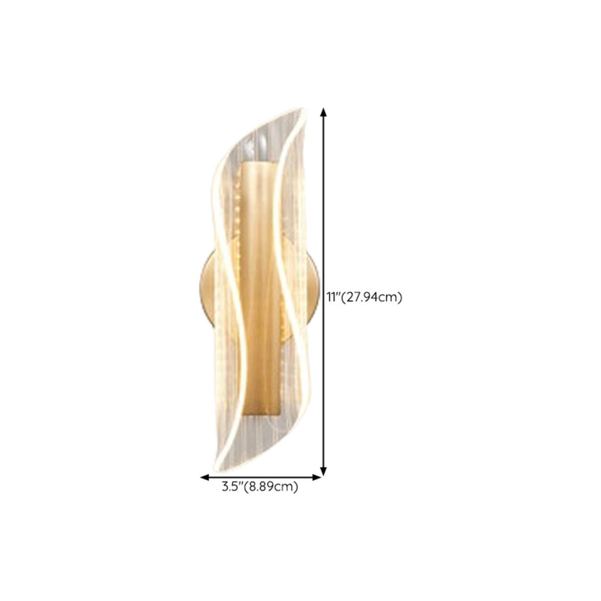 Exquisite Gold Metal Wavy LED Acrylic Wall Sconce