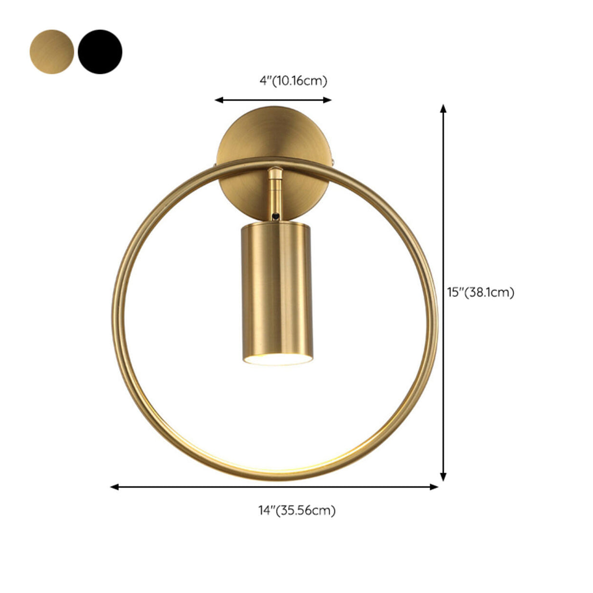 Exquisite Rotating Gold Cylinder Bedroom Wall Sconce