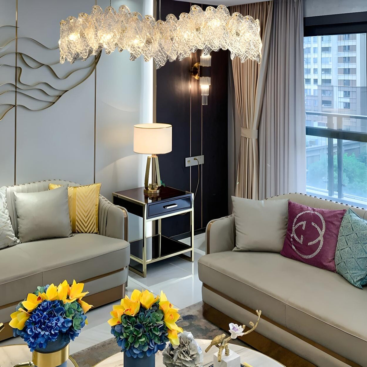 Exquisite Textured Glass Wing Island Pendant Light Image - 2