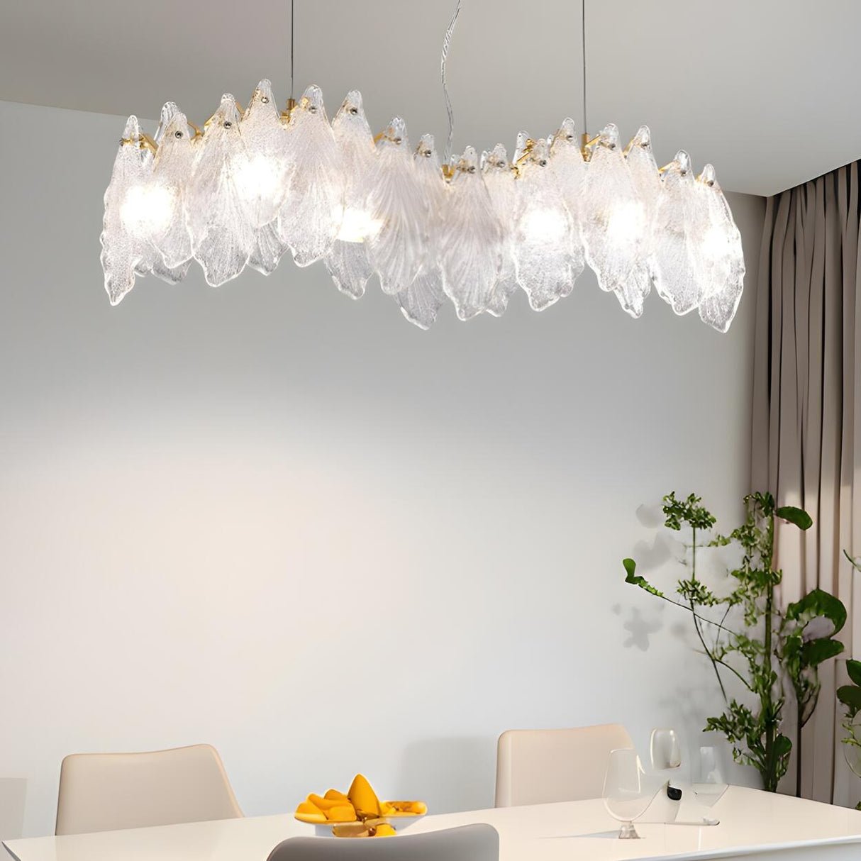 Exquisite Textured Glass Wing Island Pendant Light Image - 3