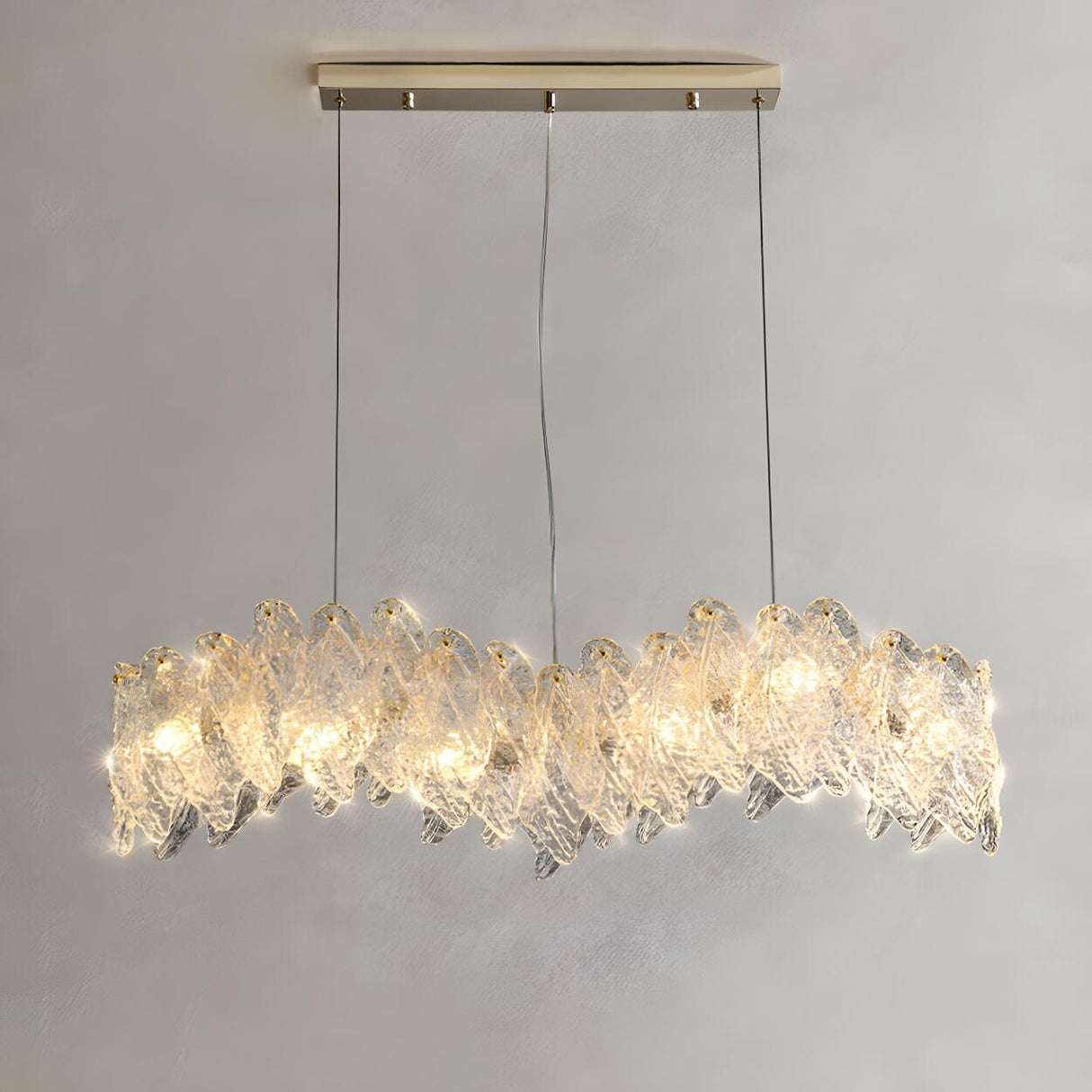 Exquisite Textured Glass Wing Island Pendant Light Image - 4