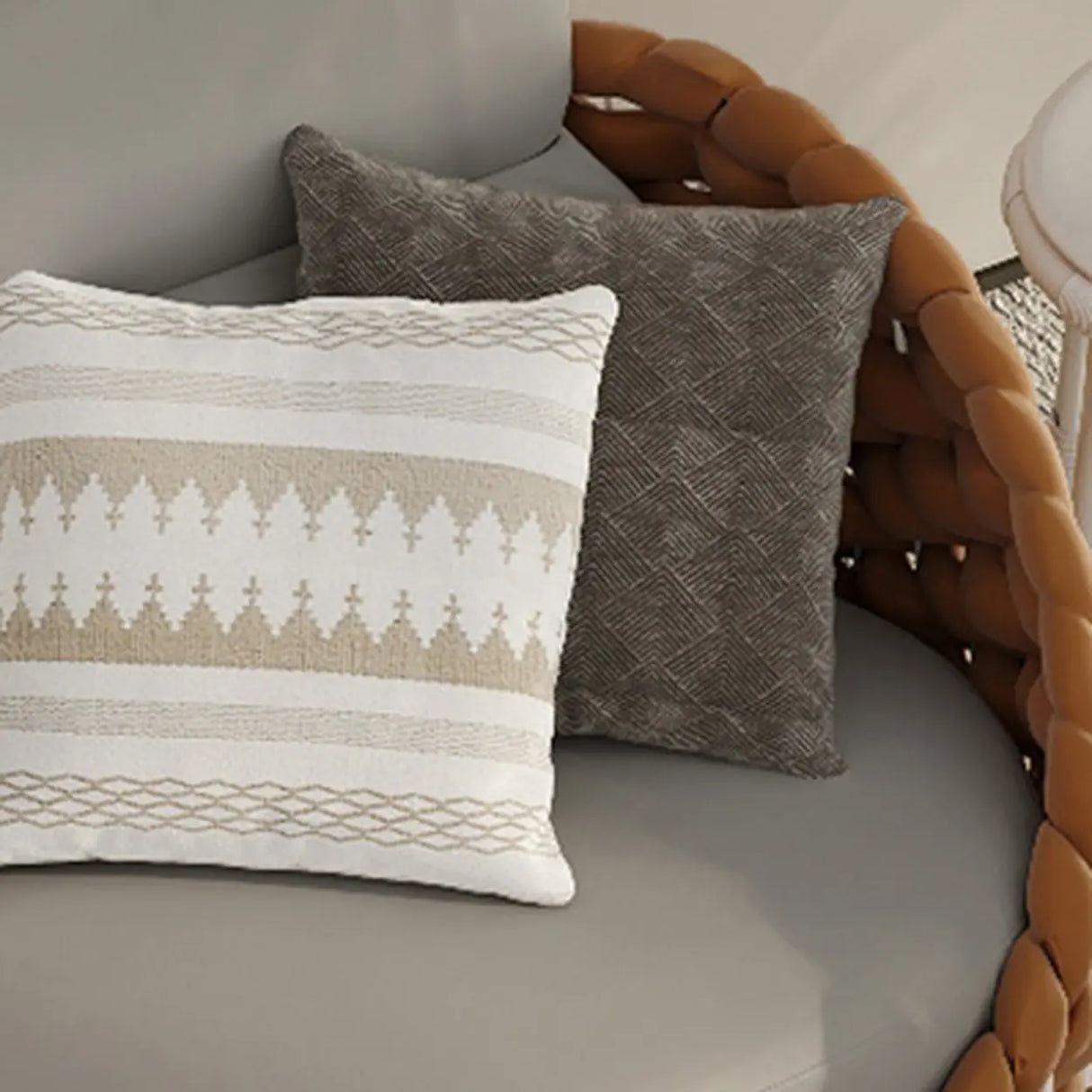 Exquisite Waterproof Woven Oval Rattan Gray Patio Set Image - 8