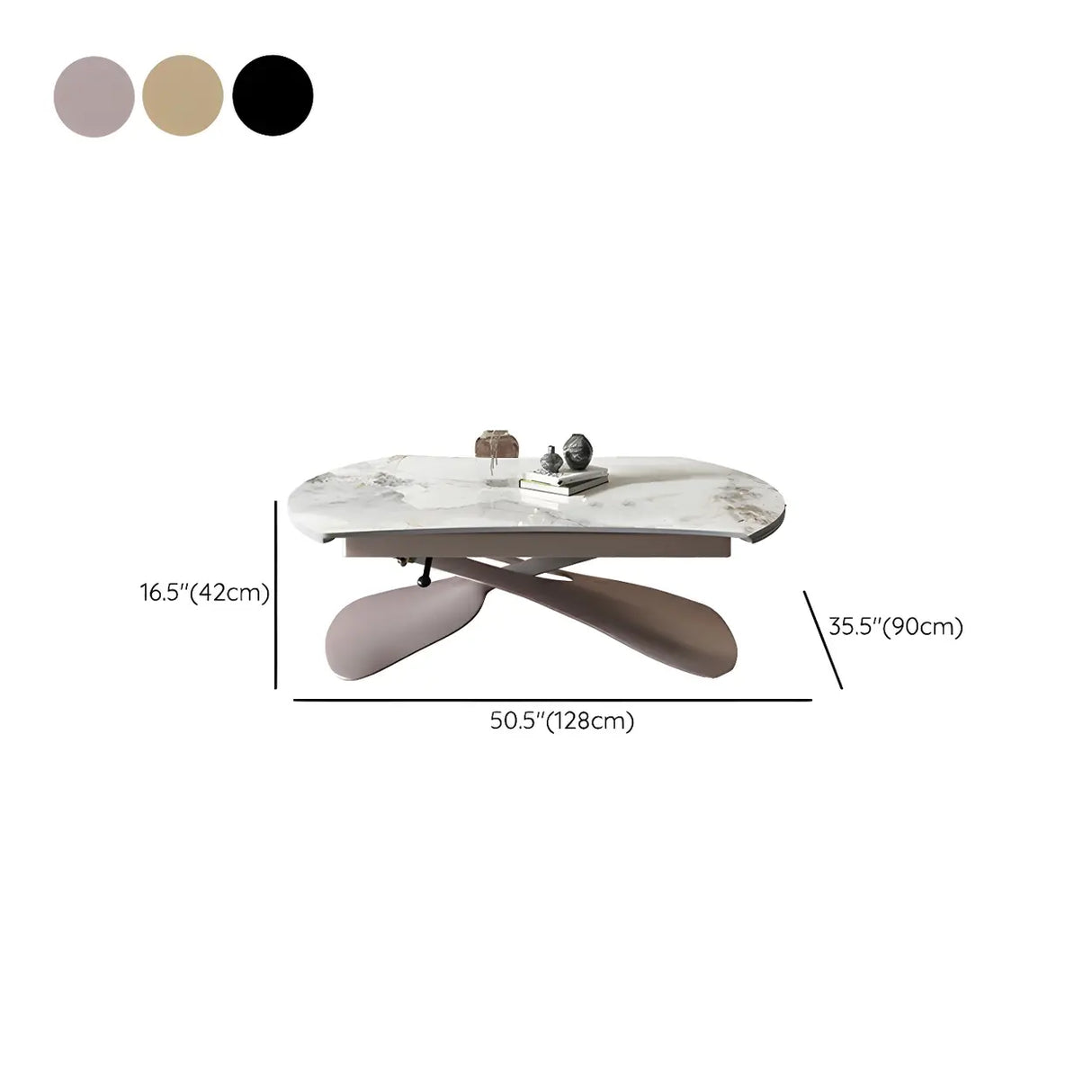 Extendable Cross Legs Stone Coffee Table with Lift Top Image - 11