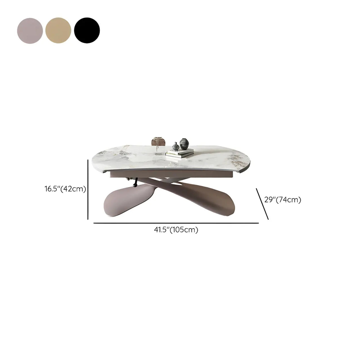 Extendable Cross Legs Stone Coffee Table with Lift Top Image - 12