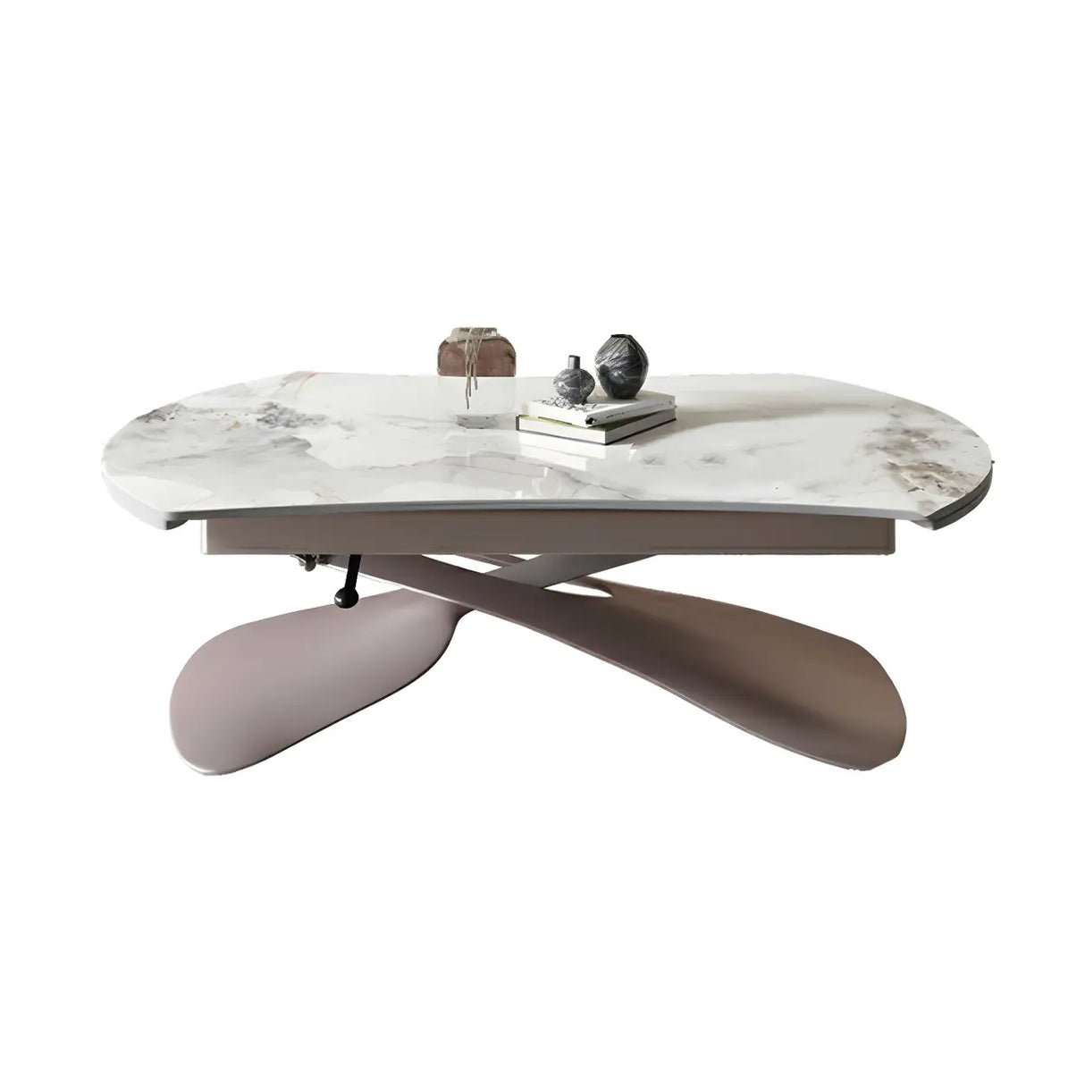 Extendable Cross Legs Stone Coffee Table with Lift Top Image - 6