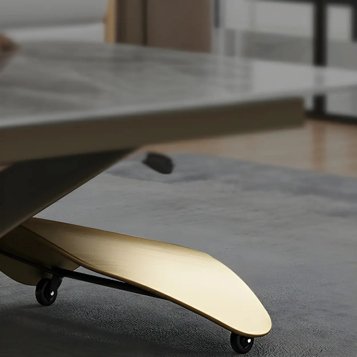 Extendable Cross Legs Stone Coffee Table with Lift Top Image - 7