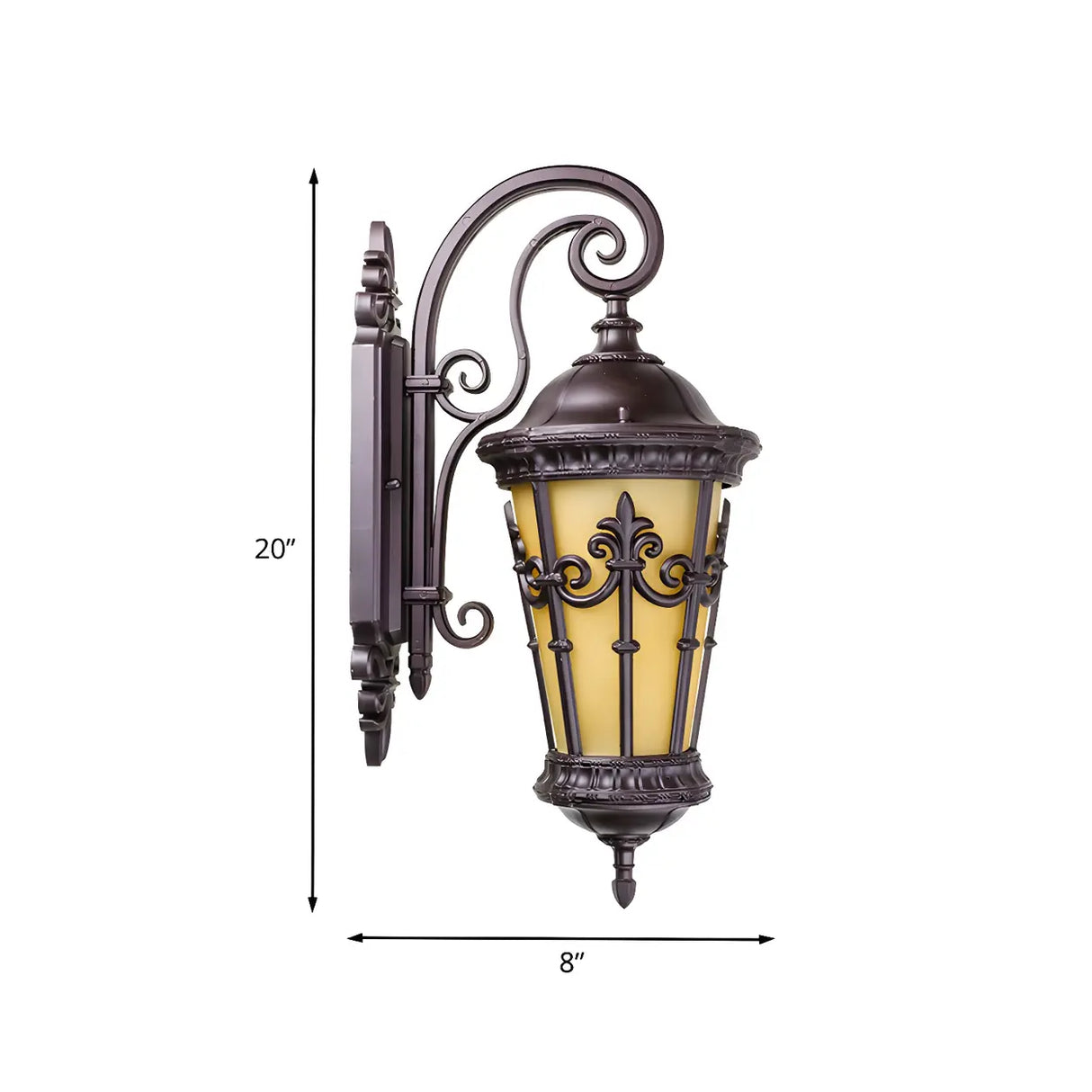 Exterior Rustic Lantern Glass Coffee LED Wall Light