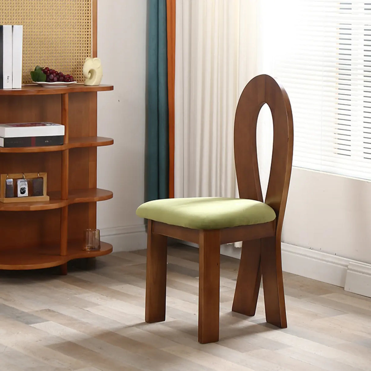 Fabric Seating Ribbon-Back Wood Dining Chair Black Image - 10