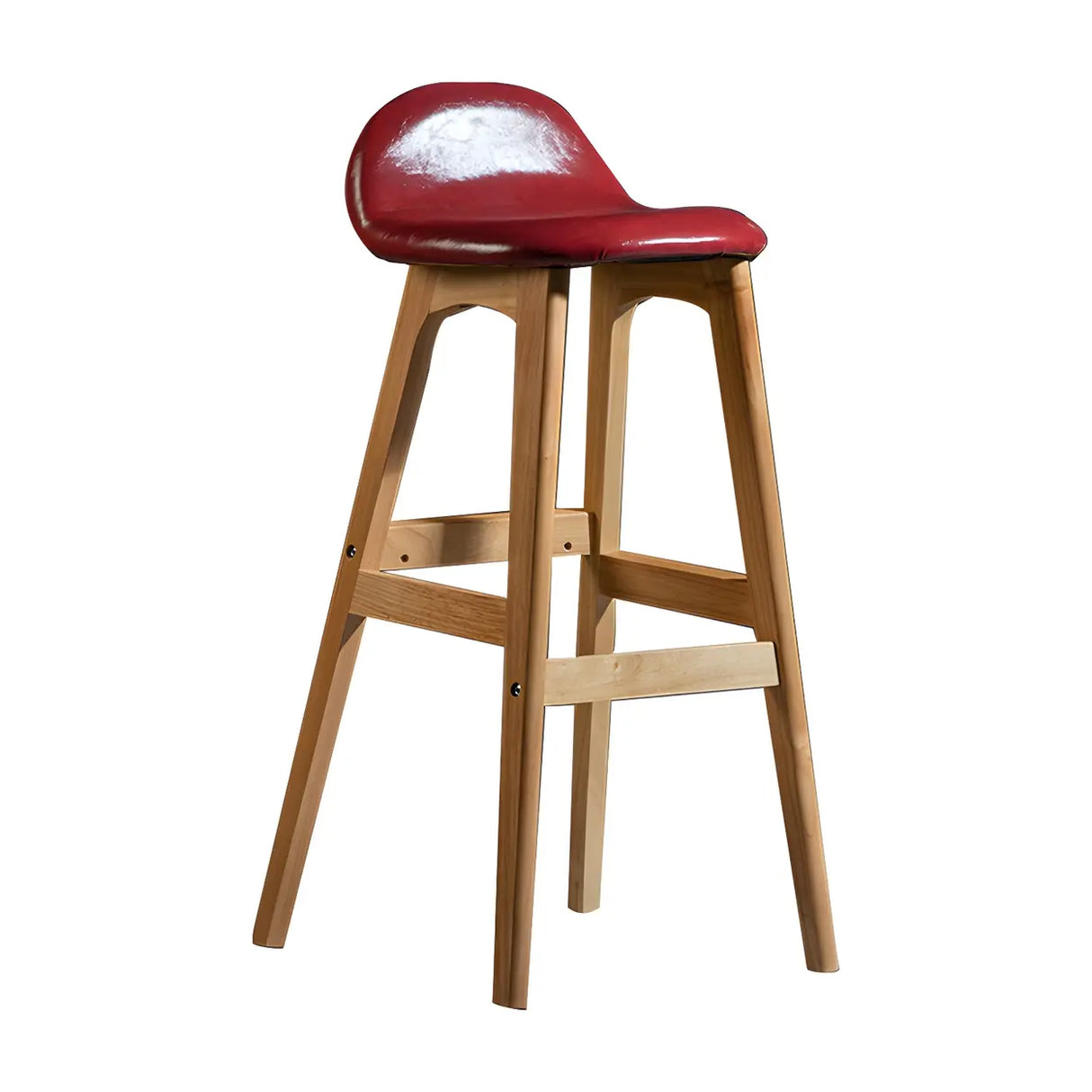 White Upholstered Bucket Seat Wood Bar Stool Image - 10