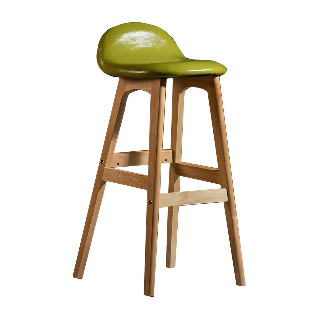 White Upholstered Bucket Seat Wood Bar Stool Image - 11
