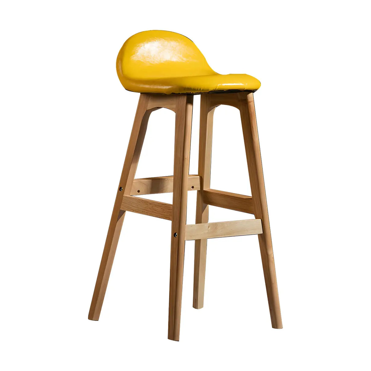 White Upholstered Bucket Seat Wood Bar Stool Image - 12