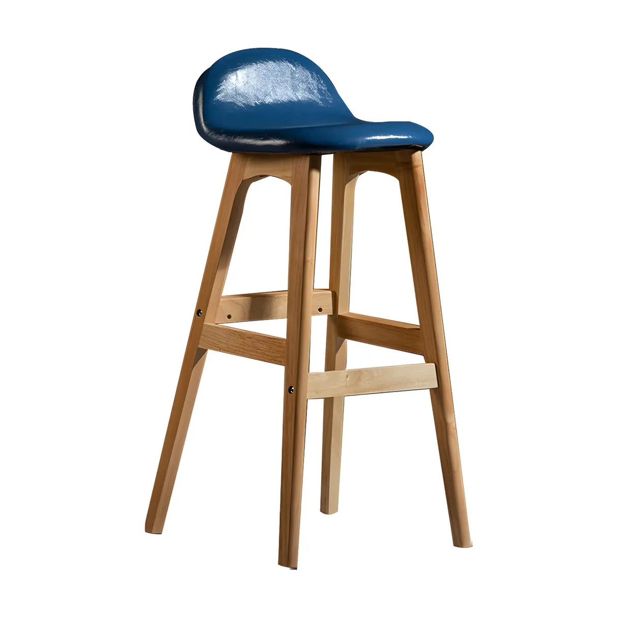 White Upholstered Bucket Seat Wood Bar Stool Image - 13