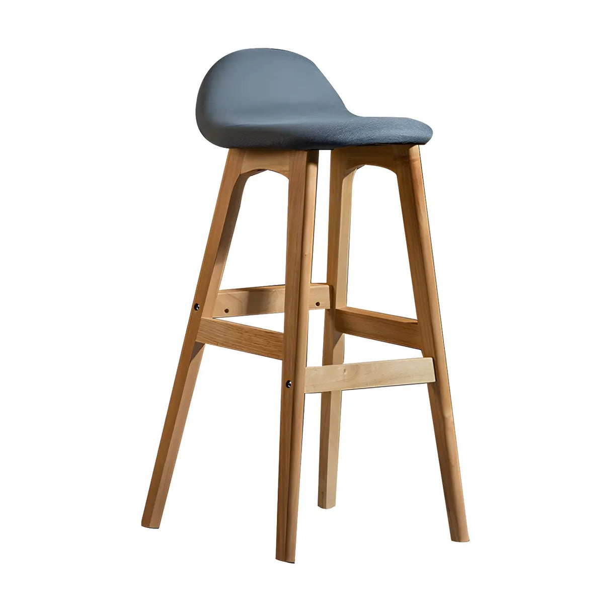 White Upholstered Bucket Seat Wood Bar Stool Image - 18