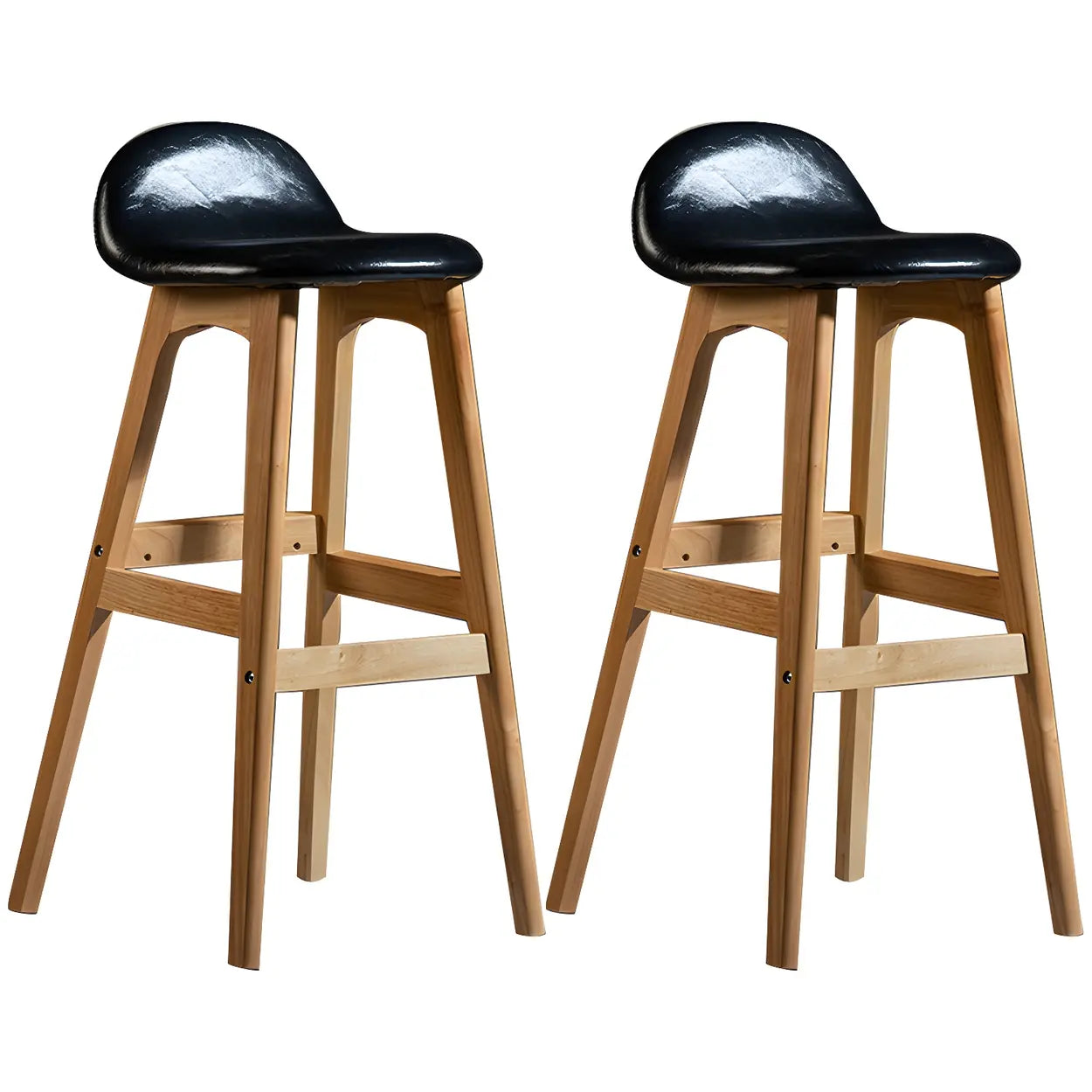 White Upholstered Bucket Seat Wood Bar Stool Image - 21