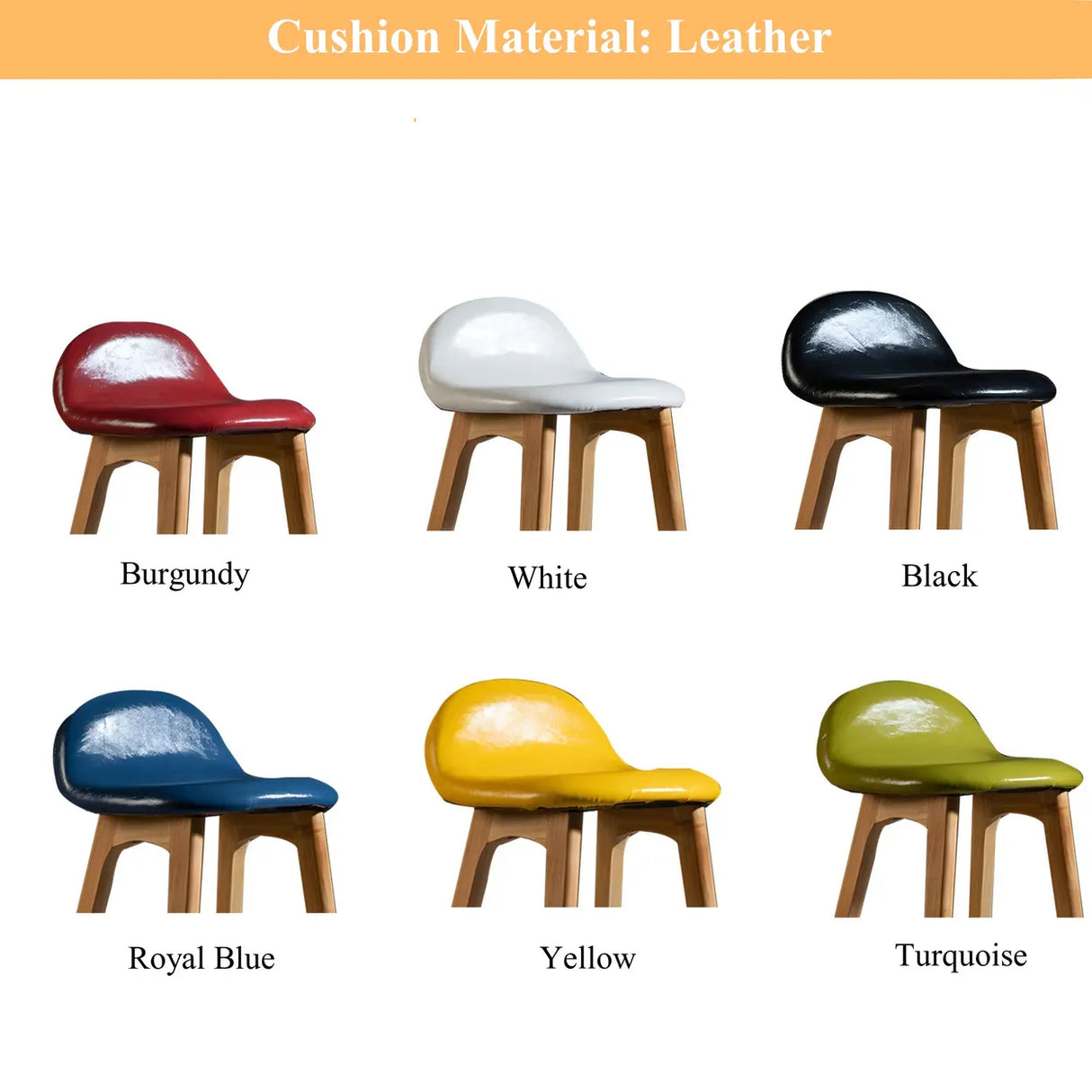 White Upholstered Bucket Seat Wood Bar Stool Image - 3