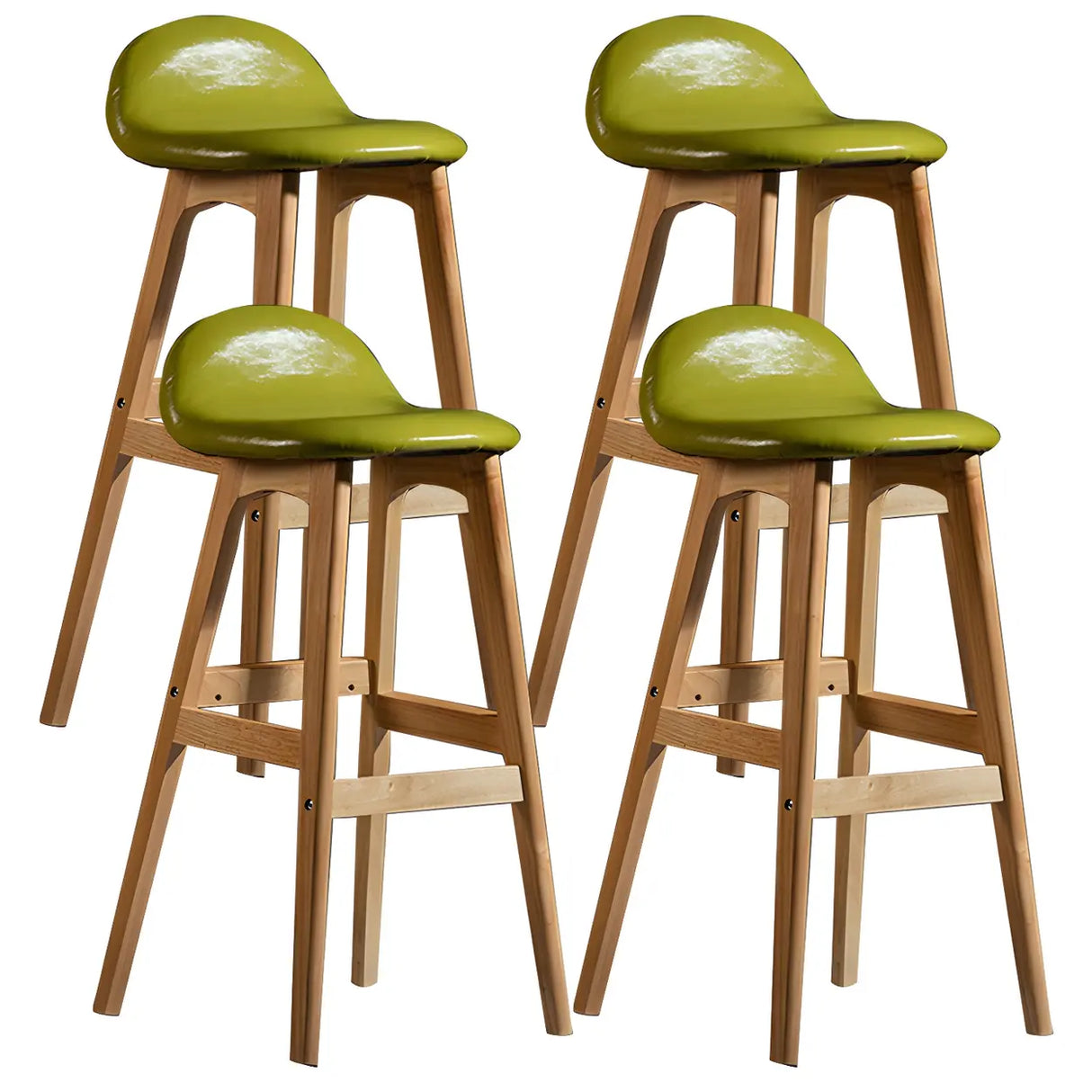 White Upholstered Bucket Seat Wood Bar Stool Image - 37