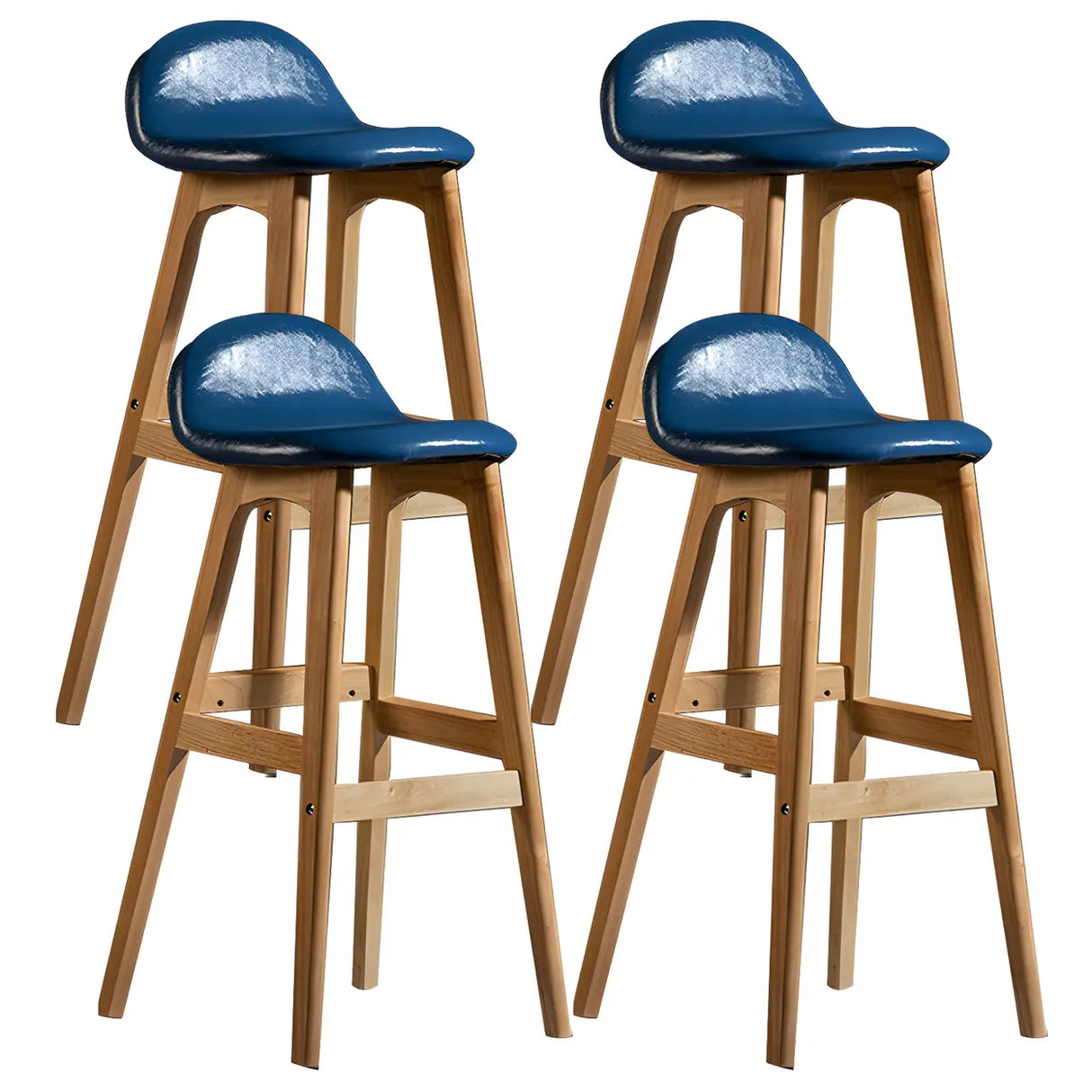 White Upholstered Bucket Seat Wood Bar Stool Image - 39