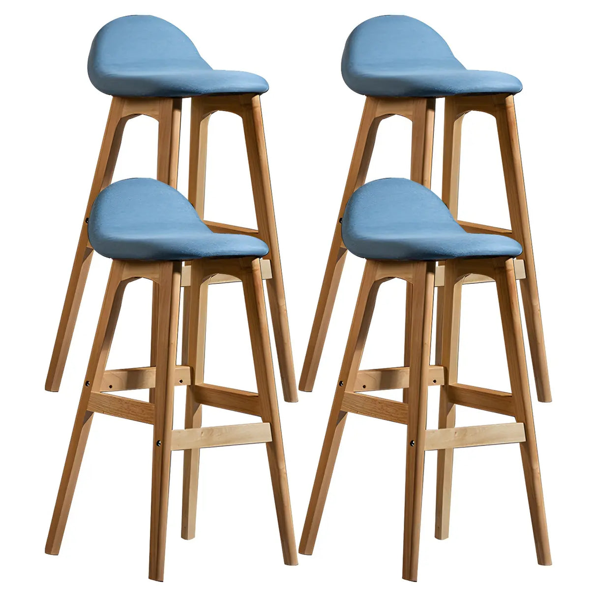 White Upholstered Bucket Seat Wood Bar Stool Image - 40