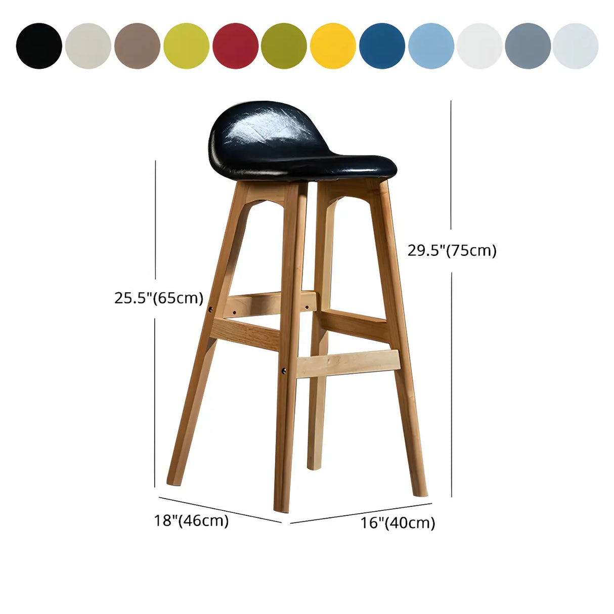 White Upholstered Bucket Seat Wood Bar Stool