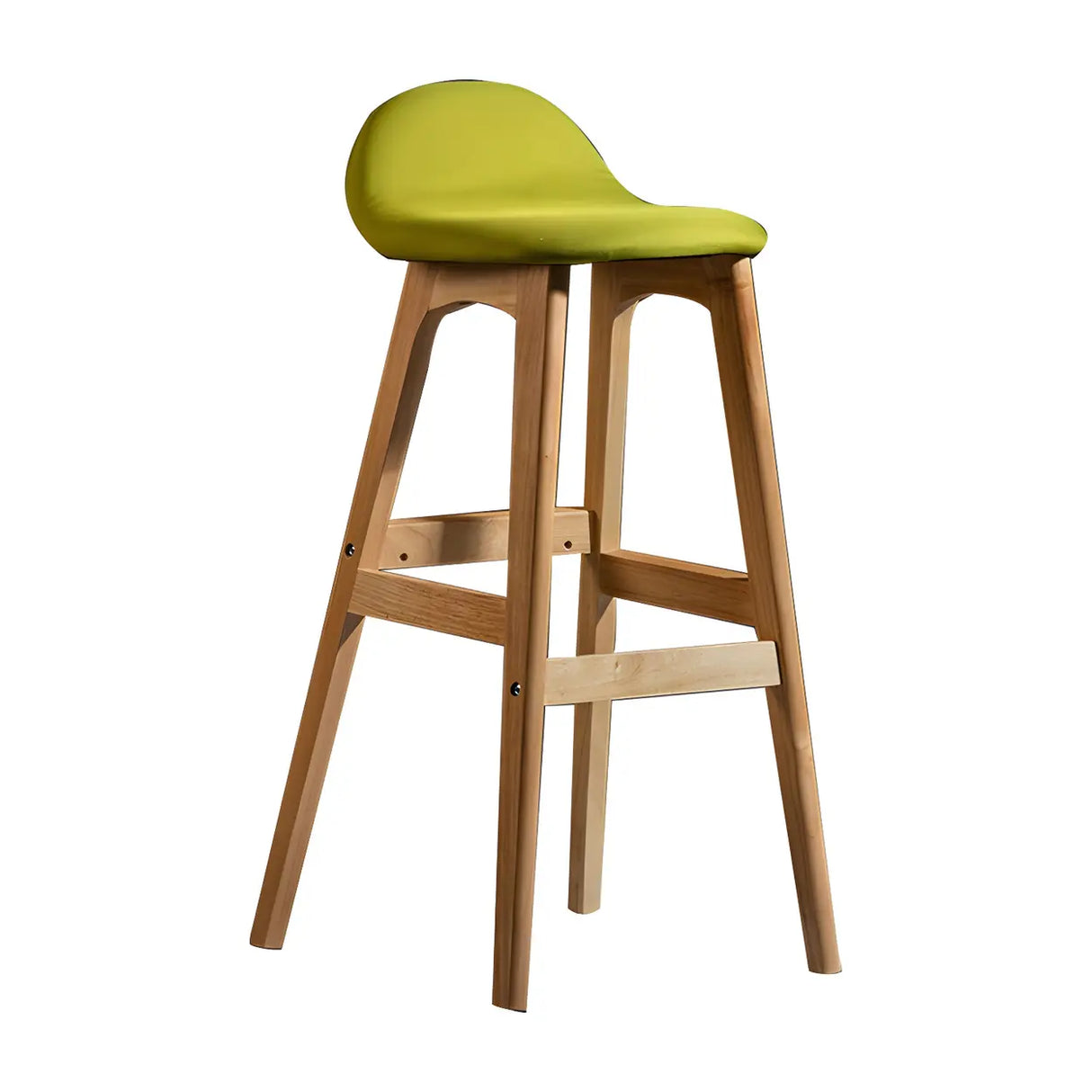 White Upholstered Bucket Seat Wood Bar Stool Image - 8