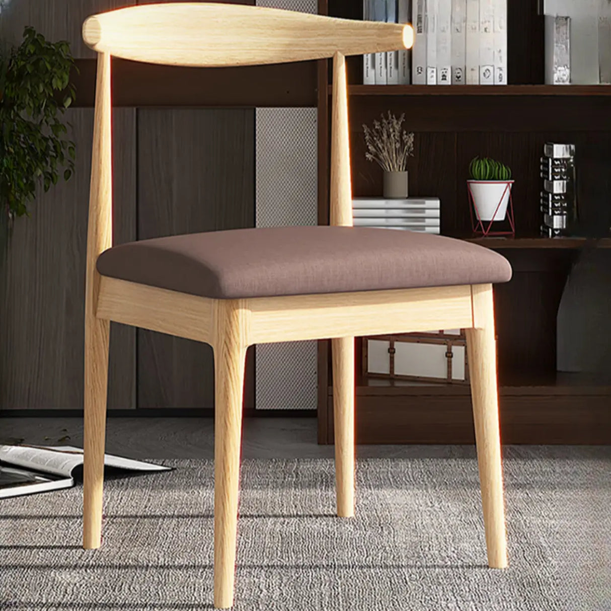 Open Back Faux Leather Upholstered Dining Chair Image - 1