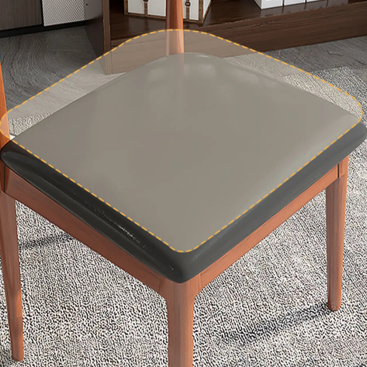 Open Back Faux Leather Upholstered Dining Chair Image - 4