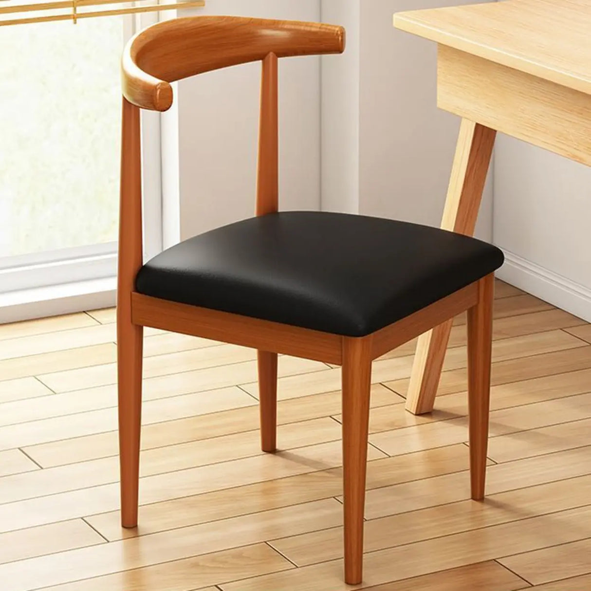 Open Back Faux Leather Upholstered Dining Chair Image - 9
