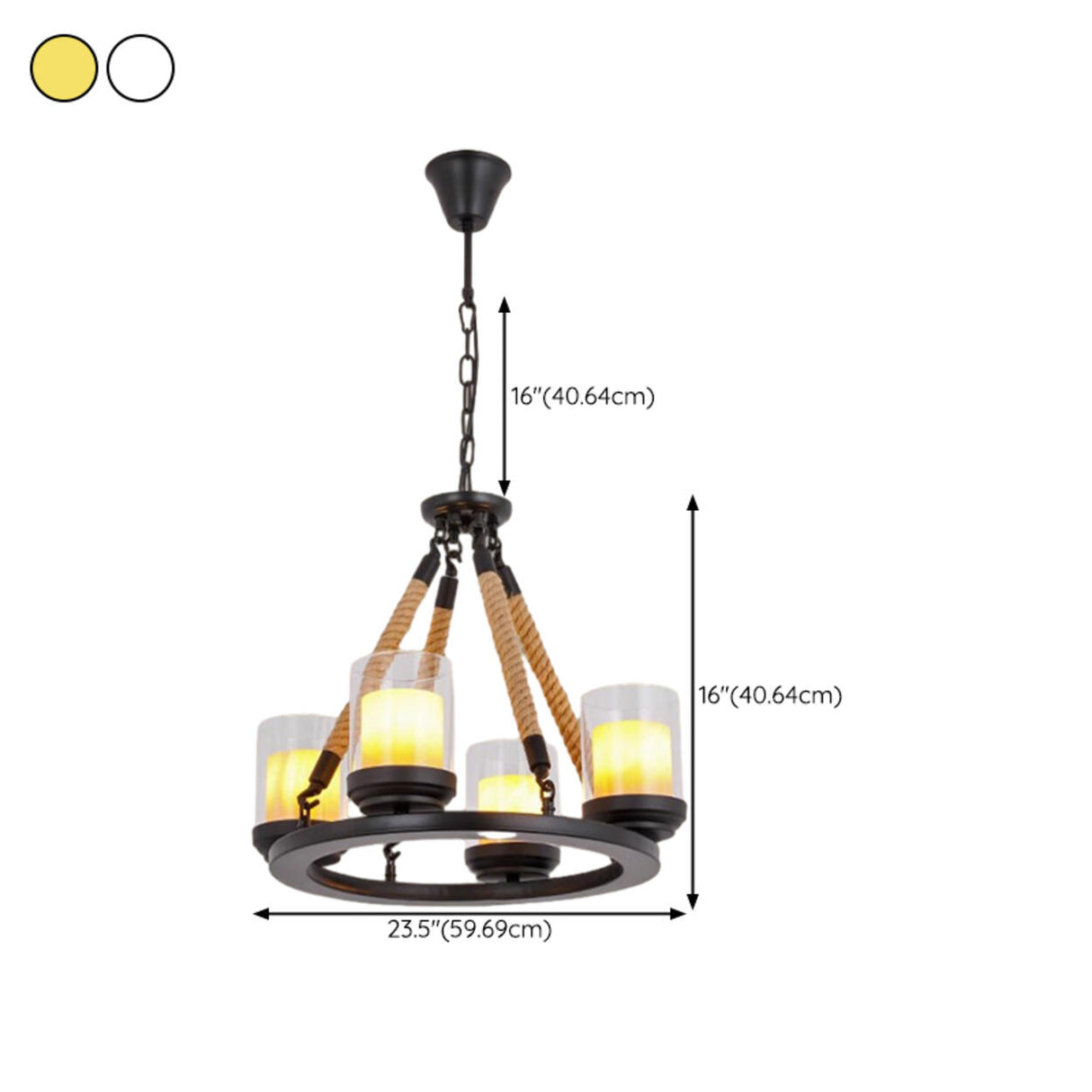 Farmhouse Adjustable Height Ring Cylinder Glass Chandelier