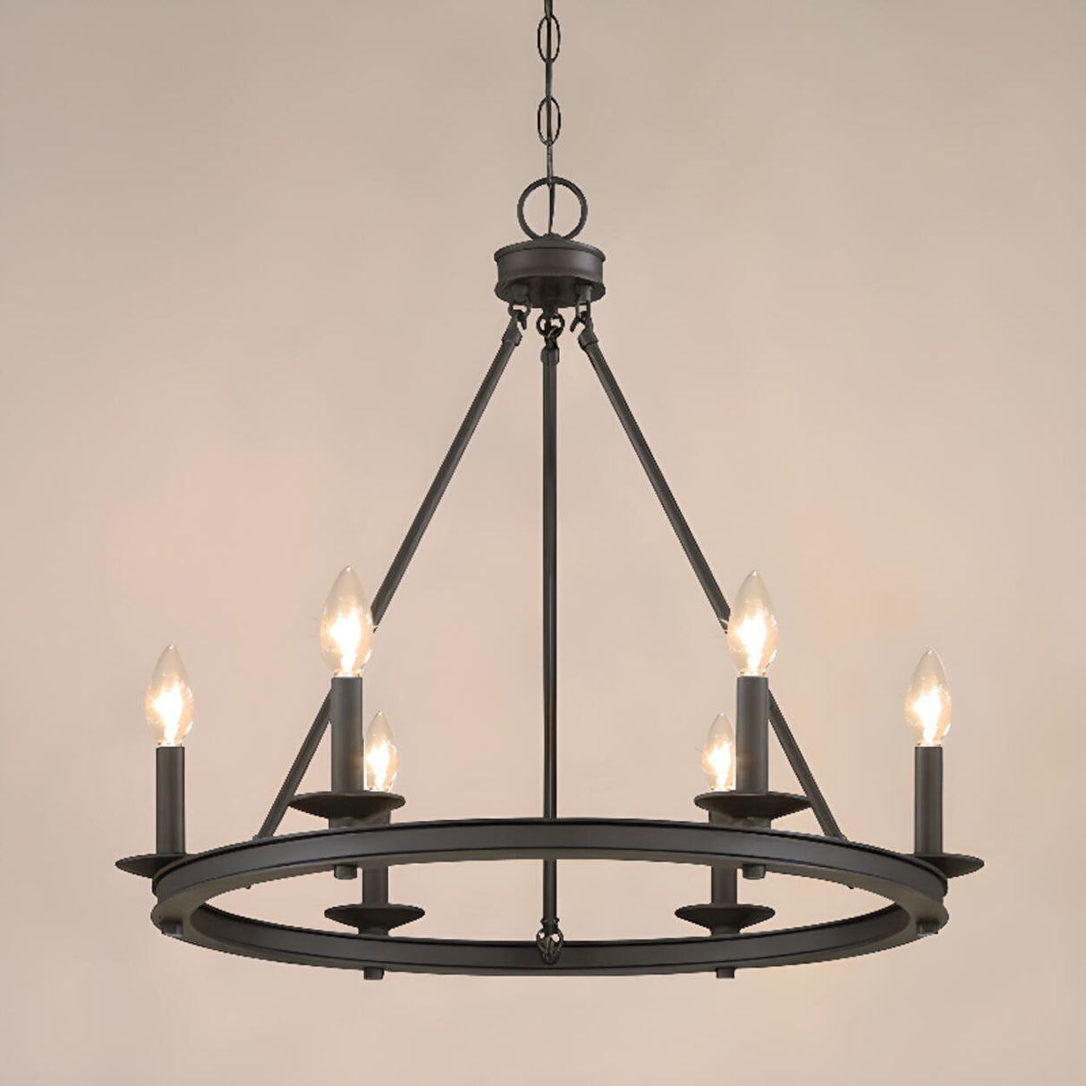 Farmhouse Black Candle Chandelier Adjustable Height Image - 12