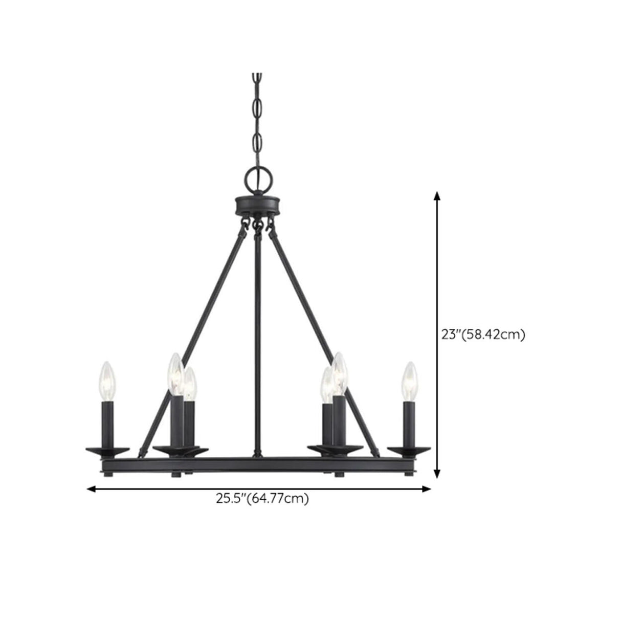 Farmhouse Black Candle Chandelier Adjustable Height