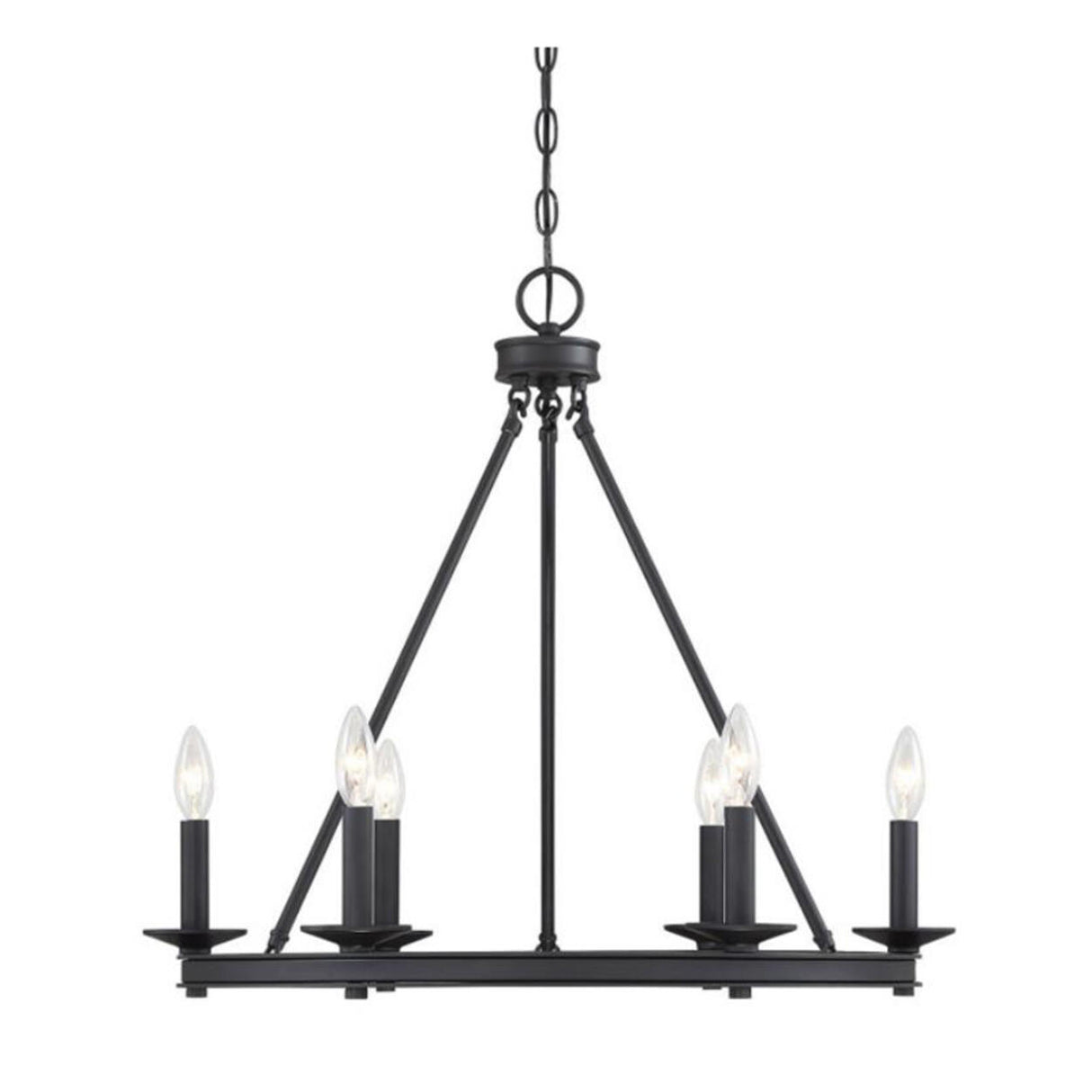 Farmhouse Black Candle Chandelier Adjustable Height Image - 8